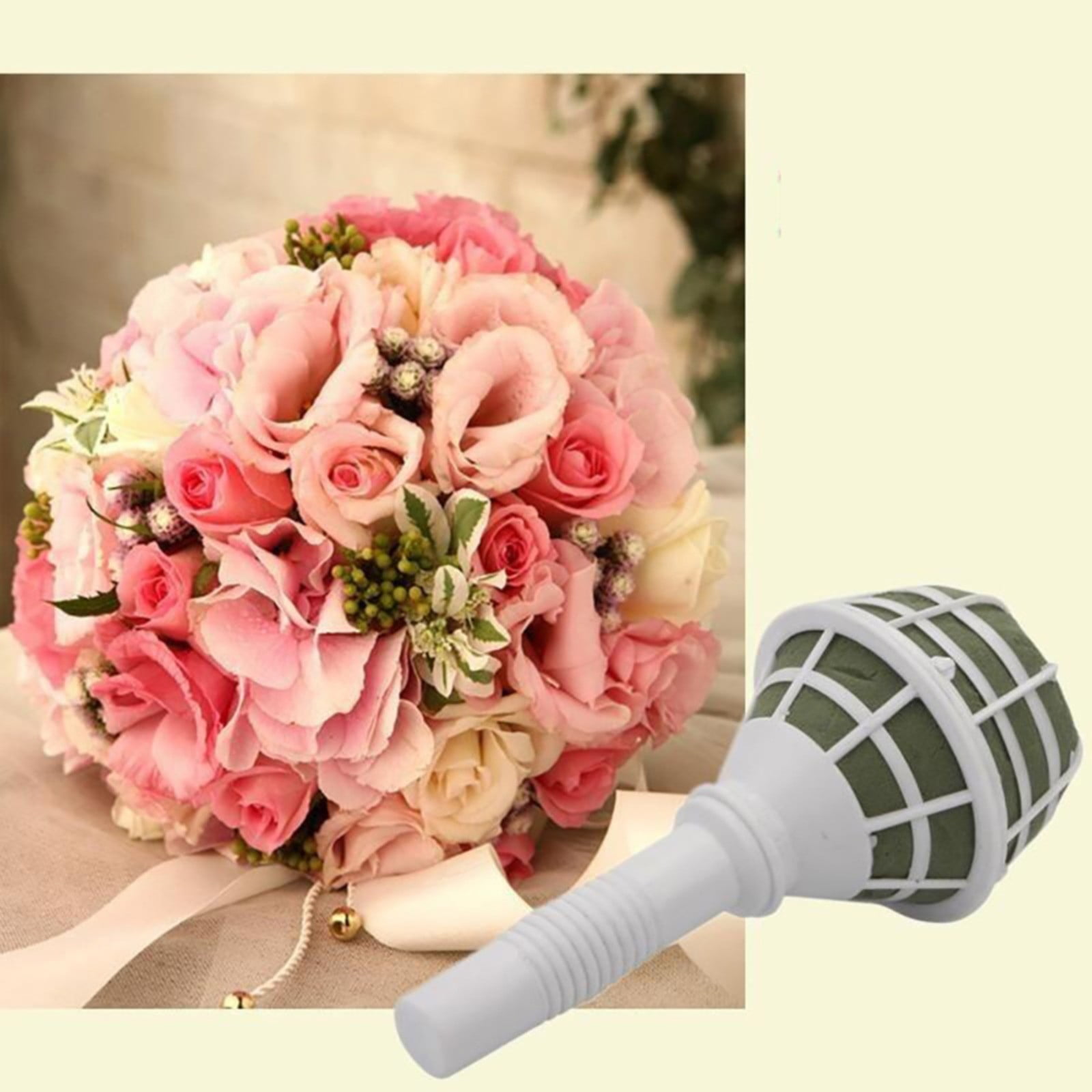Bouquet Holder, DIY Wedding Foam Bouquet Handle Bridal Floral Fresh Artificial Flower Holder Decoration for Fresh And Artificial Flower, 1 Pcs, 3.34x7.08 3.34