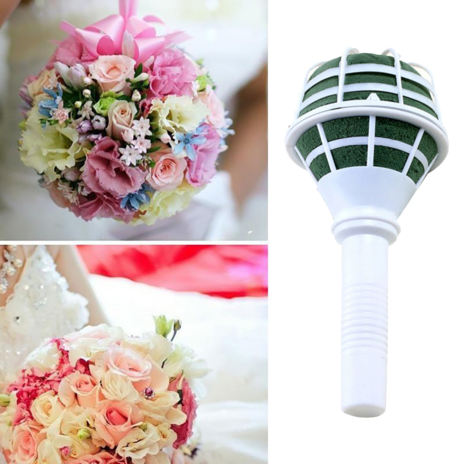 Bouquet Holder, DIY Wedding Foam Bouquet Handle Bridal Floral Fresh Artificial Flower Holder Decoration for Fresh And Artificial Flower, 1 Pcs, 3.34x7.08 3.34