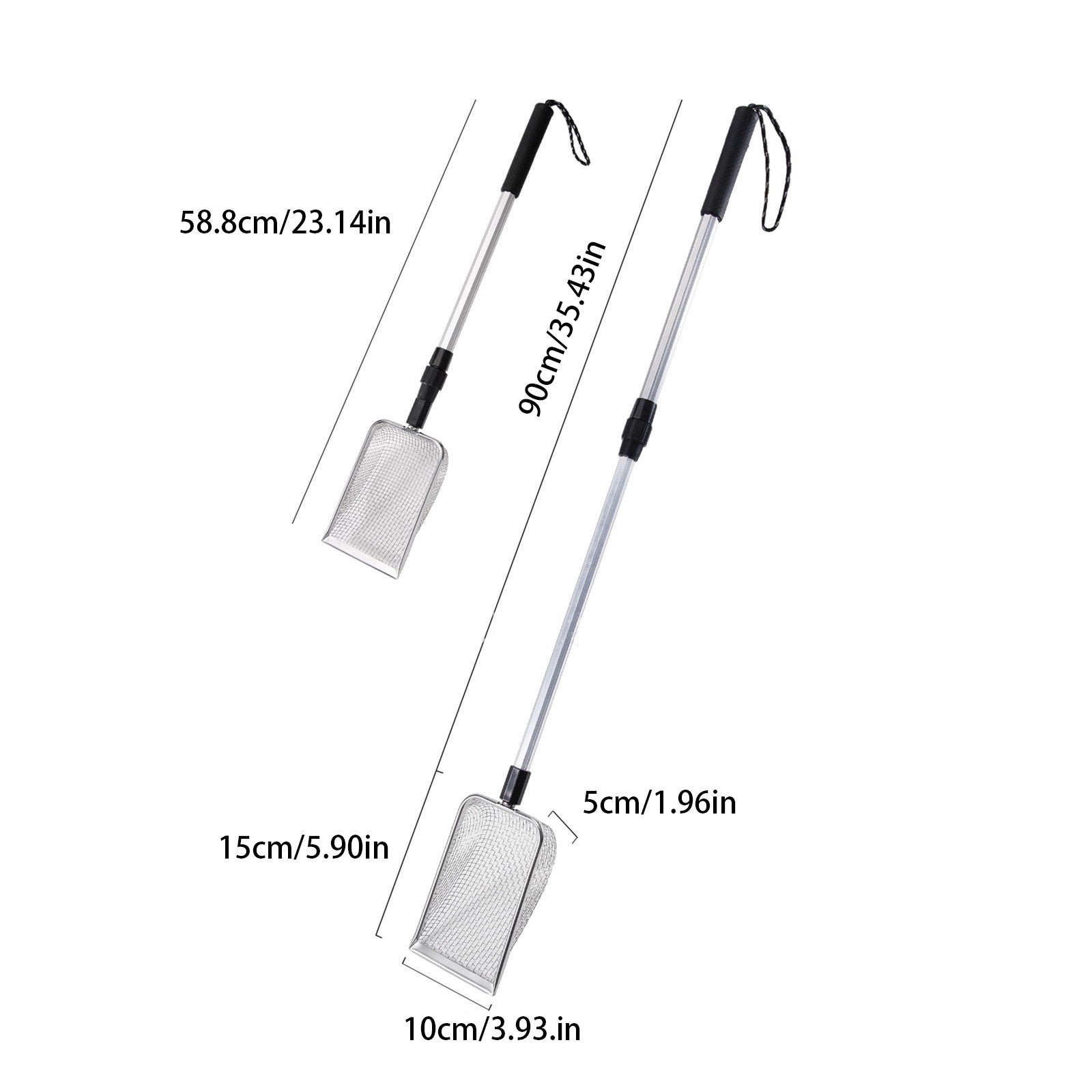 Shark Tooth Sifter, Beach Sand Sifter, Shell Scooper for Beach, Sand Dipper Shovel and Shelling Tools with Retractable Long Handle for Adults, 35.43x3.93 35.43