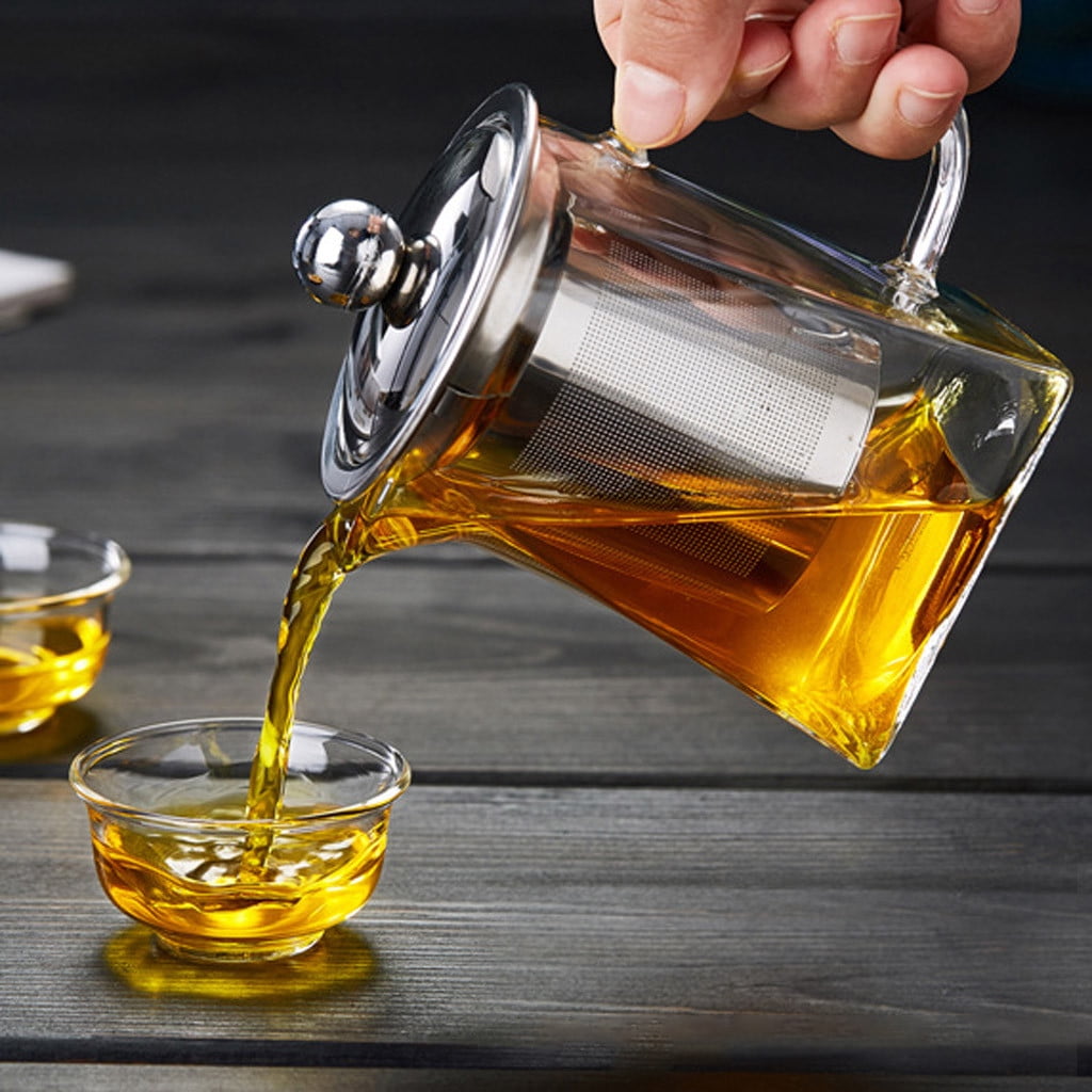 Glass Teapot with Stainless Steel Infuser & Lid, Borosilicate Glass Tea Kettle Stovetop Safe, Blooming & Loose Leaf Teapot,Glass Square Pot (350ML/12oz) 350ML/12oz Clear - Image 3