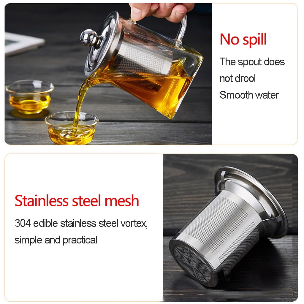 Glass Teapot with Stainless Steel Infuser & Lid, Borosilicate Glass Tea Kettle Stovetop Safe, Blooming & Loose Leaf Teapot,Glass Square Pot (350ML/12oz) 350ML/12oz Clear - Image 4