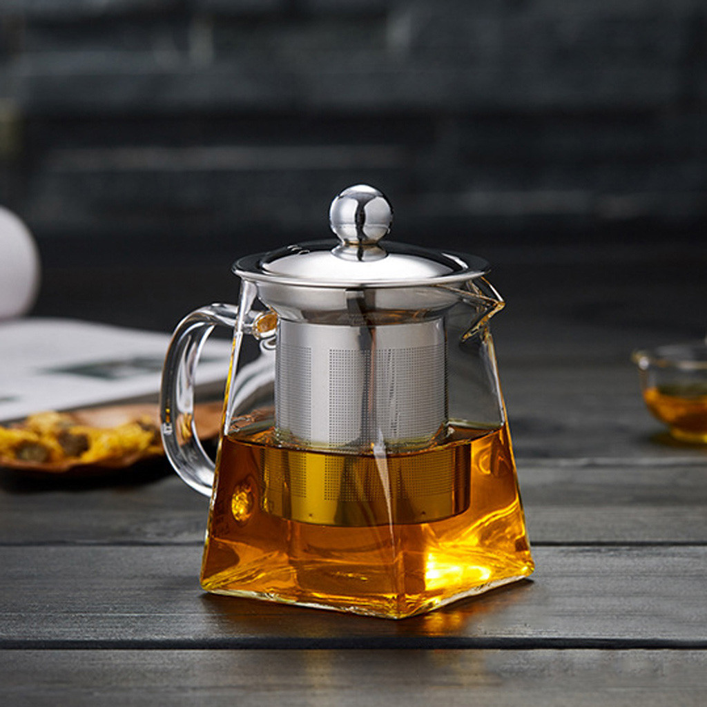 Glass Teapot with Stainless Steel Infuser & Lid, Borosilicate Glass Tea Kettle Stovetop Safe, Blooming & Loose Leaf Teapot,Glass Square Pot (350ML/12oz) 350ML/12oz Clear - Image 6