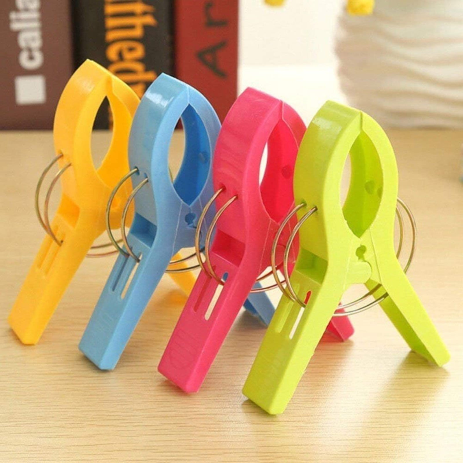 Beach Towel Clips, Colour Beach Clips, Towel Clips for Beach Chairs Cruise, Heavy Duty Clothes Pins-Keep Your Towel from Blowing Away, Beach Accessories for Vacation, Set of 4, 3.34x4.72 3.34