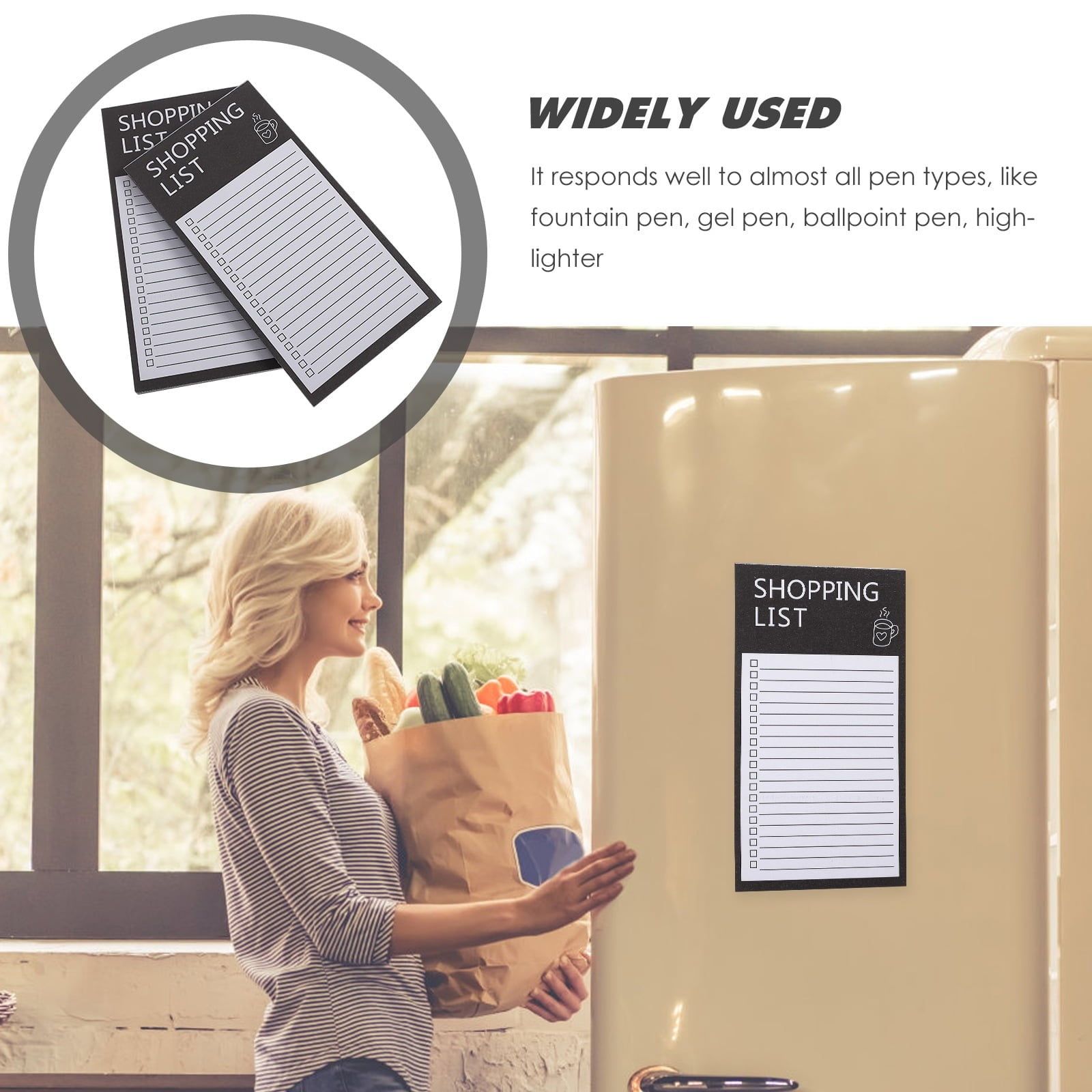Magnetic Notepads for Fridge, Big Notepads for Shopping List,Reminders -Strong Magnetic Back- Memo Pads,Full Magnet Back Design Notepad for Shopping Lists,2.95x5.51