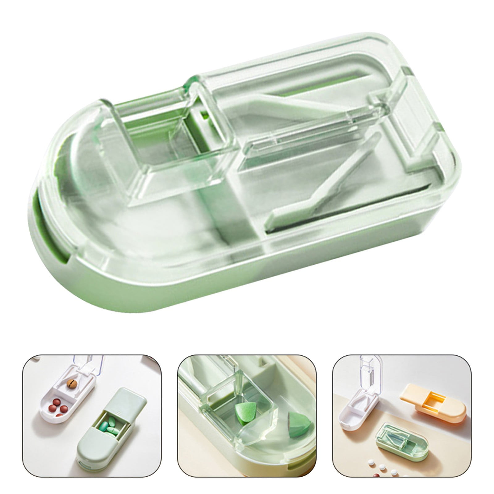 3-in-1 Pill Crusher and Pill Cutter with Storage Compartment for Tablets, Pill Grinder Fine Powder, Pill Cutter Splitter for Small or Large Pills, 1.57x2.36 3.23