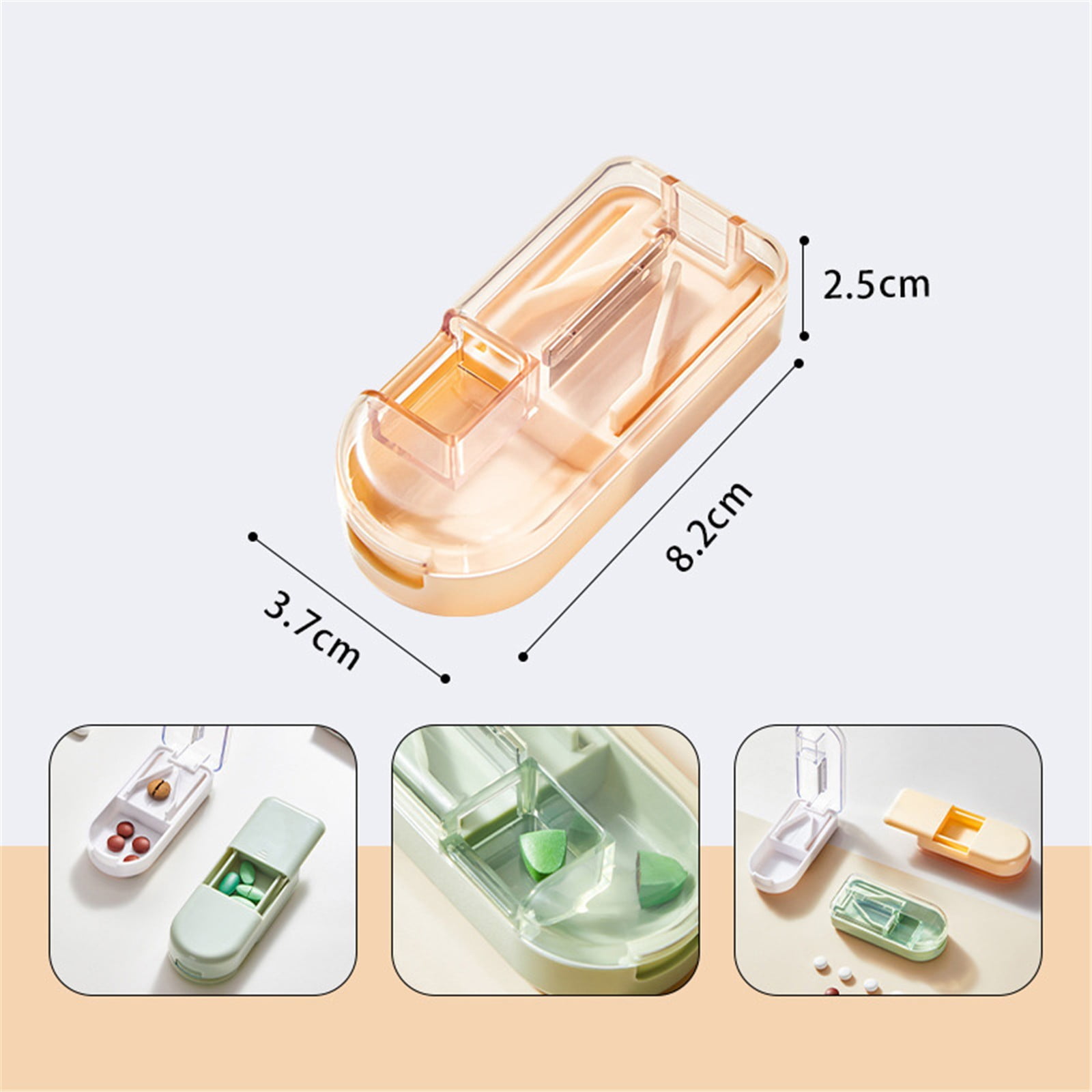 3-in-1 Pill Crusher and Pill Cutter with Storage Compartment for Tablets, Pill Grinder Fine Powder, Pill Cutter Splitter for Small or Large Pills, 1.57x2.36 3.23
