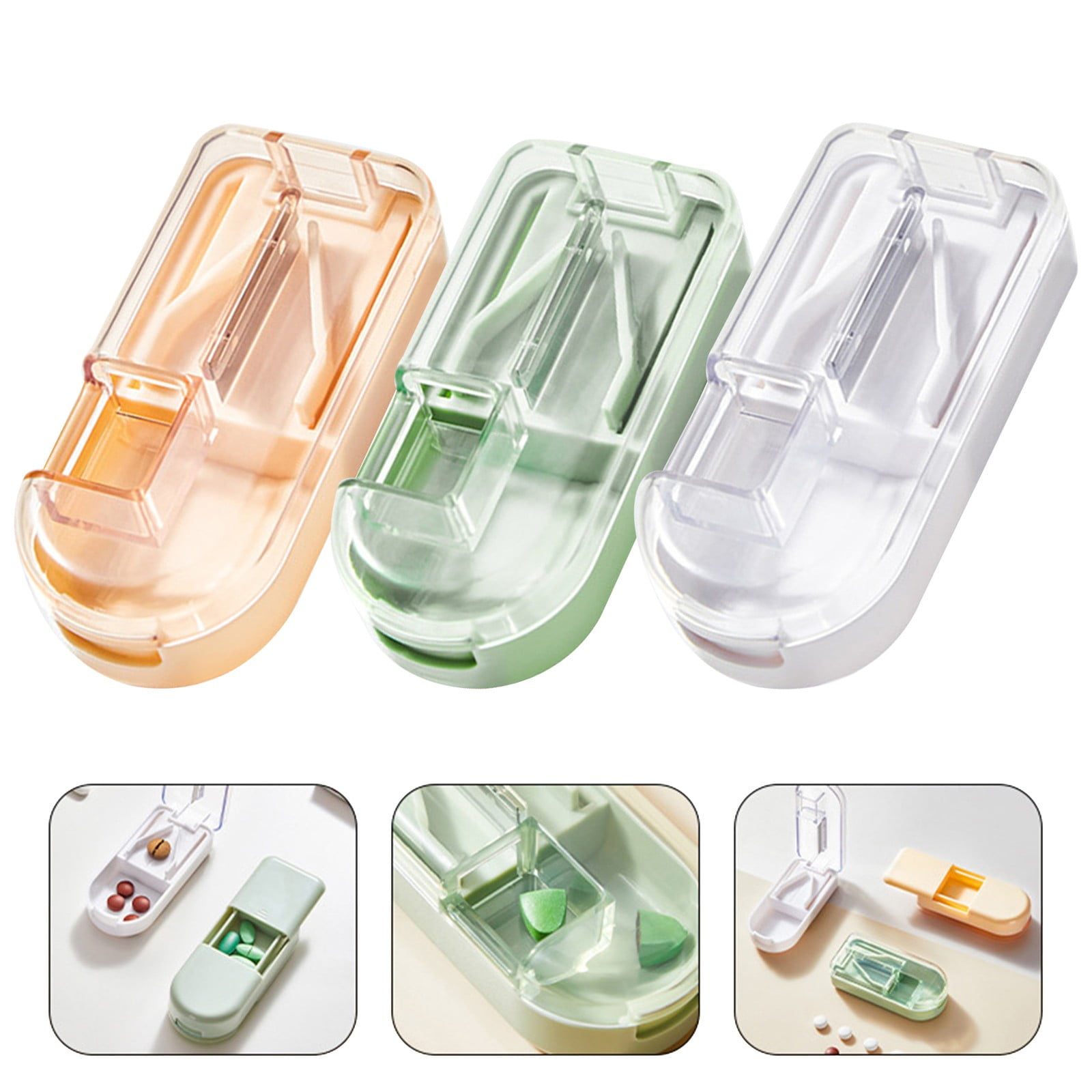 3-in-1 Pill Crusher and Pill Cutter with Storage Compartment for Tablets, Pill Grinder Fine Powder, Pill Cutter Splitter for Small or Large Pills, 1.57x2.36 3.23