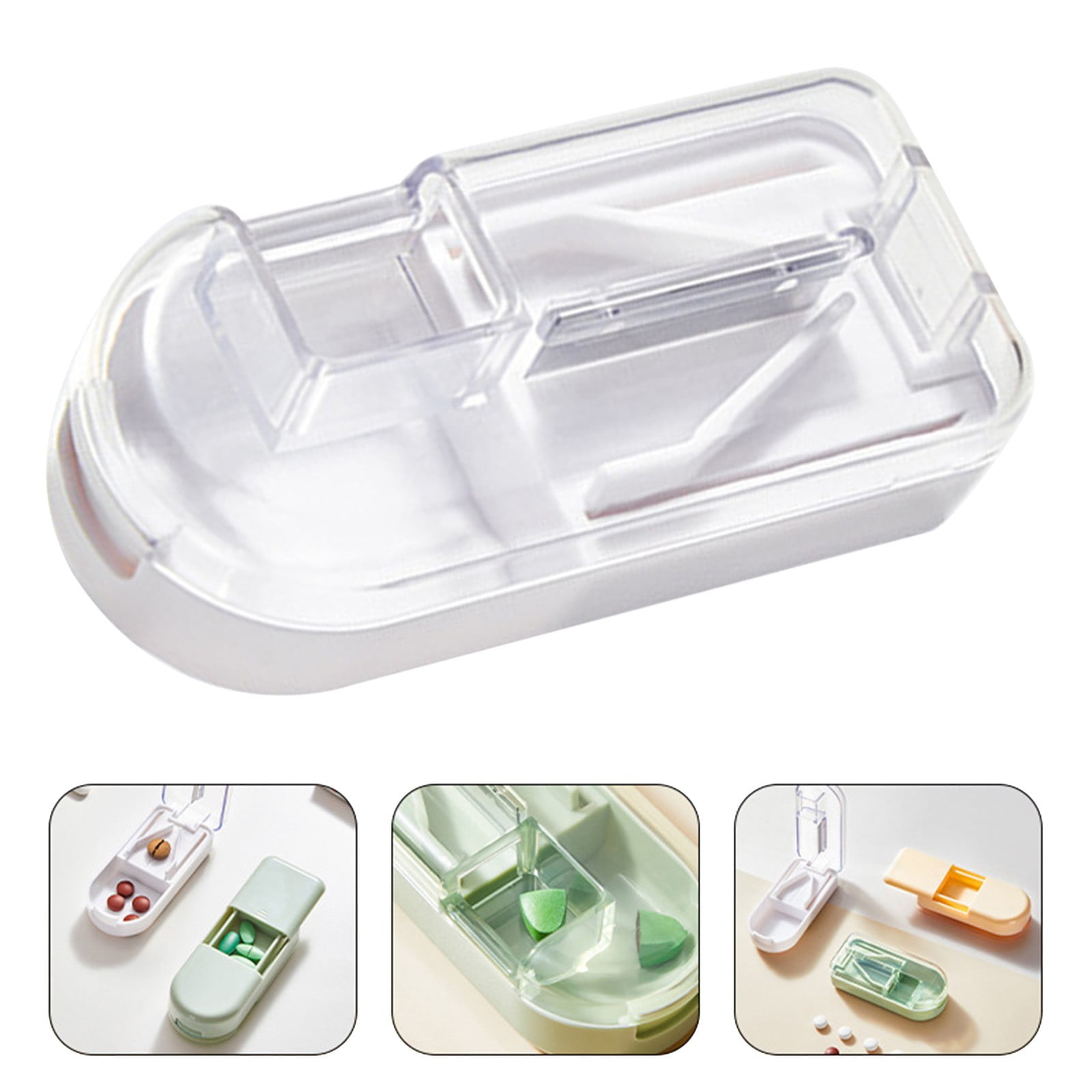3-in-1 Pill Crusher and Pill Cutter with Storage Compartment for Tablets, Pill Grinder Fine Powder, Pill Cutter Splitter for Small or Large Pills, 1.57x2.36 3.23