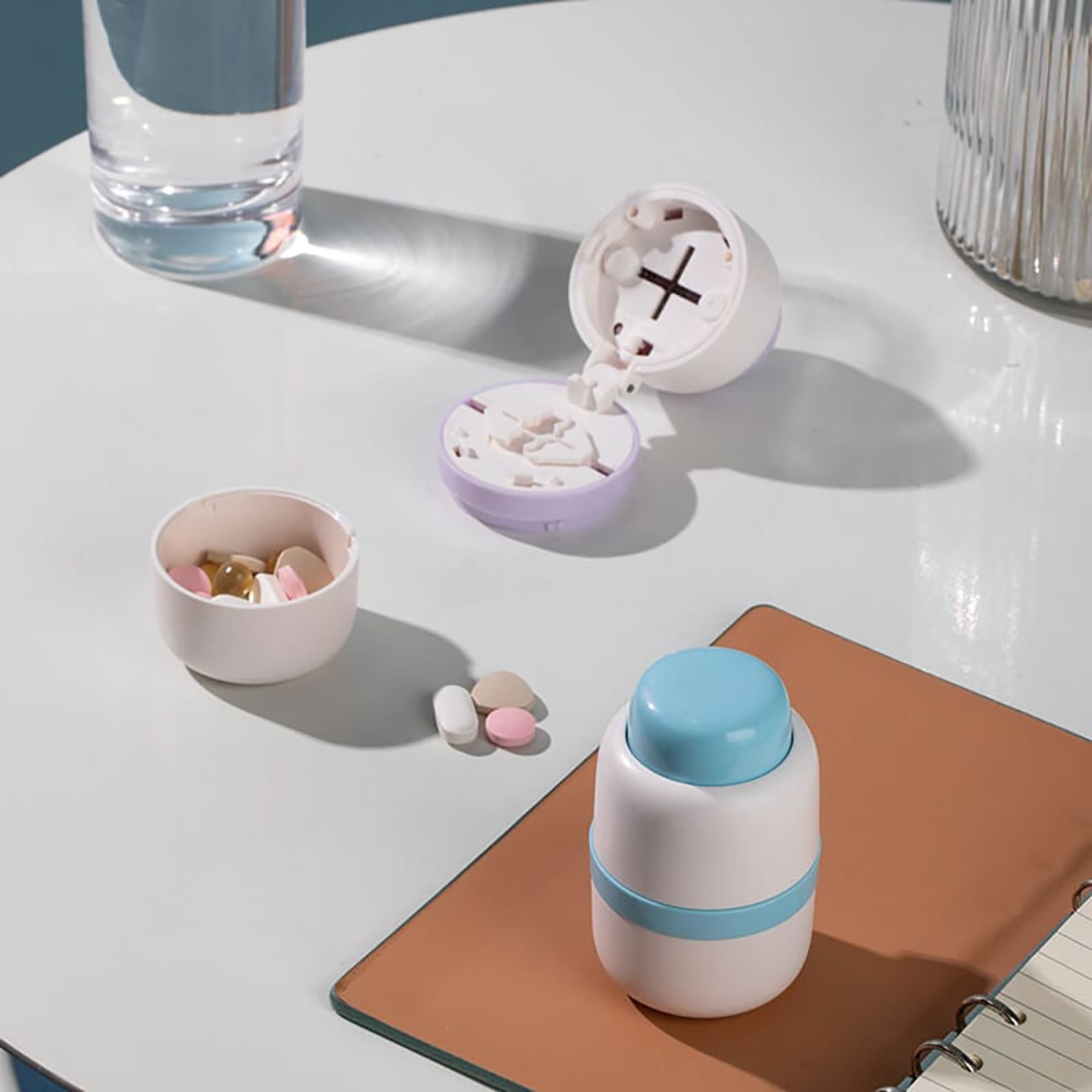 3-in-1 Pill Crusher and Pill Cutter with Storage Compartment for Tablets, Pill Grinder Fine Powder, Pill Cutter Splitter for Small or Large Pills, 1.57x2.36 2.0
