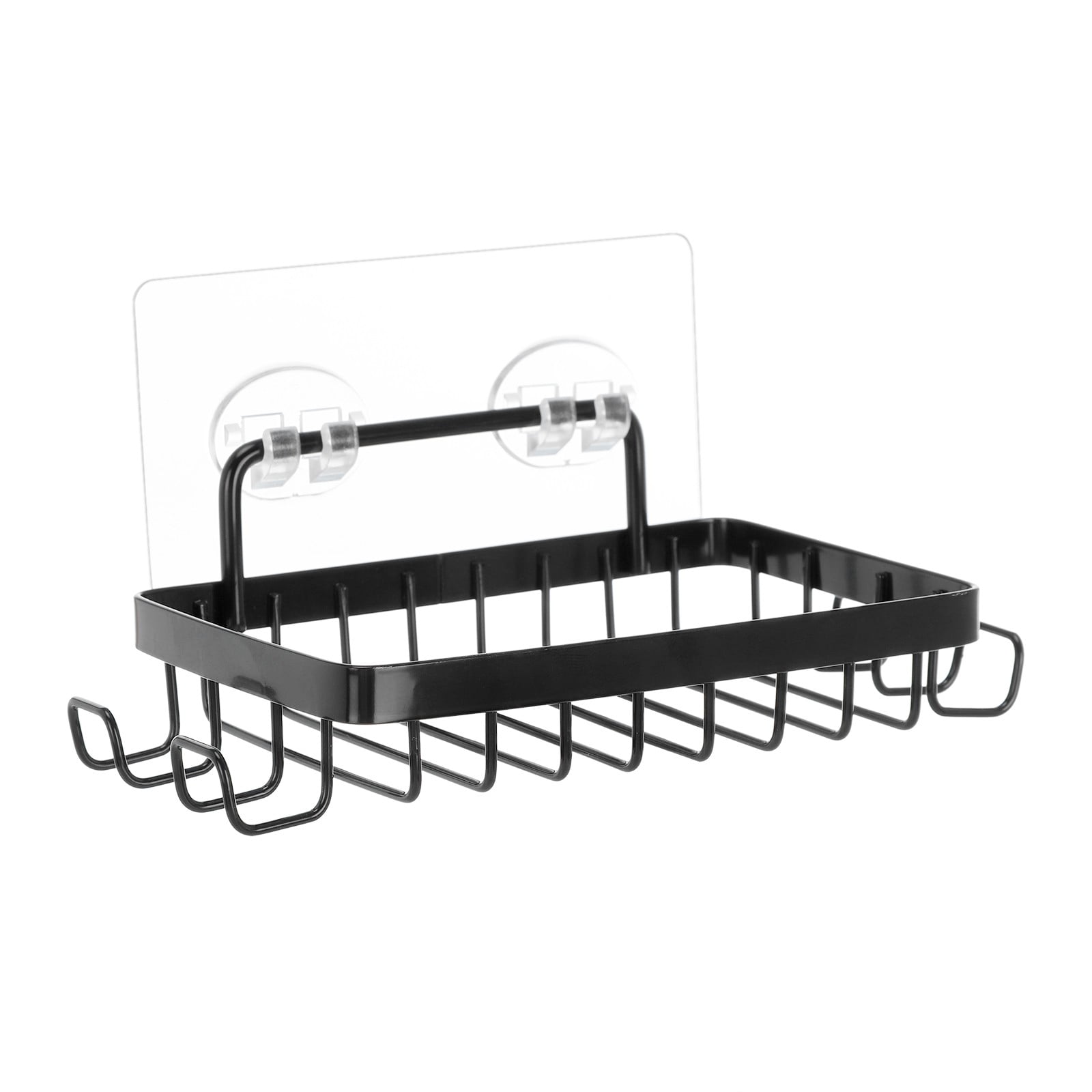 Shower Soap Holder with 4 Hooks, Stainless Steel Adhesive Soap Dish, Wall Mounted Draining Soap Holder for Shower, Bathroom, & Kitchen, Bar Soap Holder & Razor Hanger, 6.69x3.35x0.98 6.69
