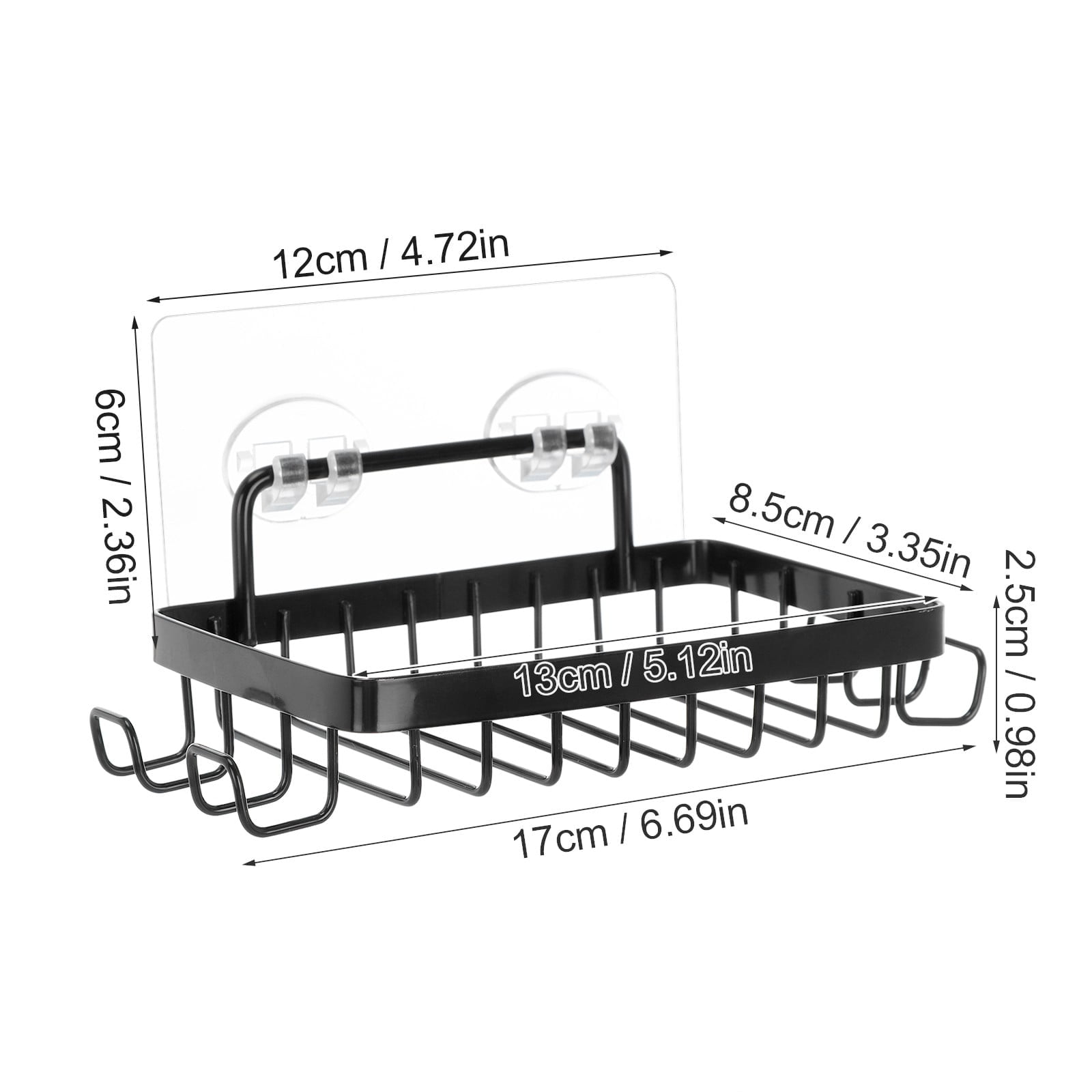 Shower Soap Holder with 4 Hooks, Stainless Steel Adhesive Soap Dish, Wall Mounted Draining Soap Holder for Shower, Bathroom, & Kitchen, Bar Soap Holder & Razor Hanger, 6.69x3.35x0.98 6.69
