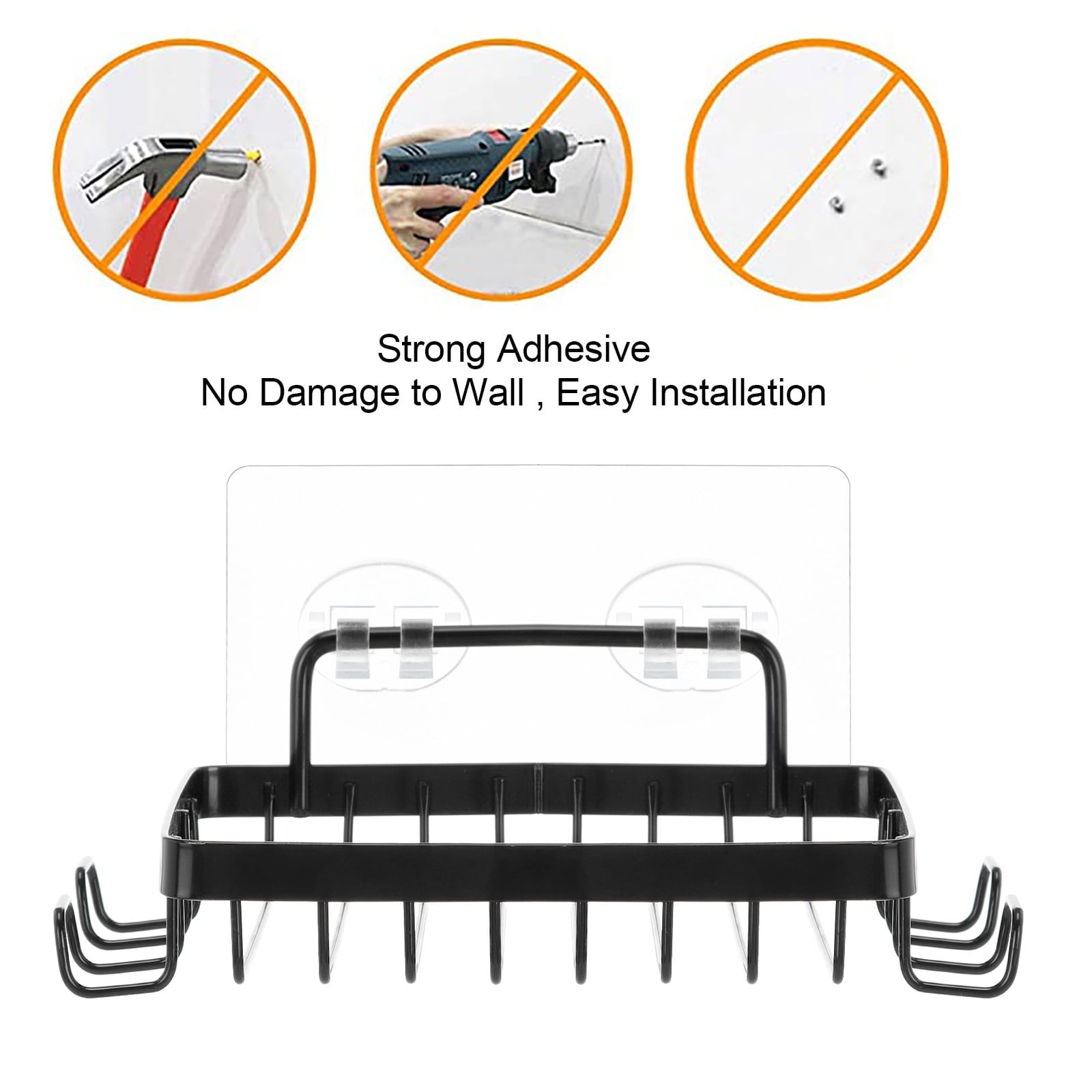 Shower Soap Holder with 4 Hooks, Stainless Steel Adhesive Soap Dish, Wall Mounted Draining Soap Holder for Shower, Bathroom, & Kitchen, Bar Soap Holder & Razor Hanger, 6.69x3.35x0.98 6.69