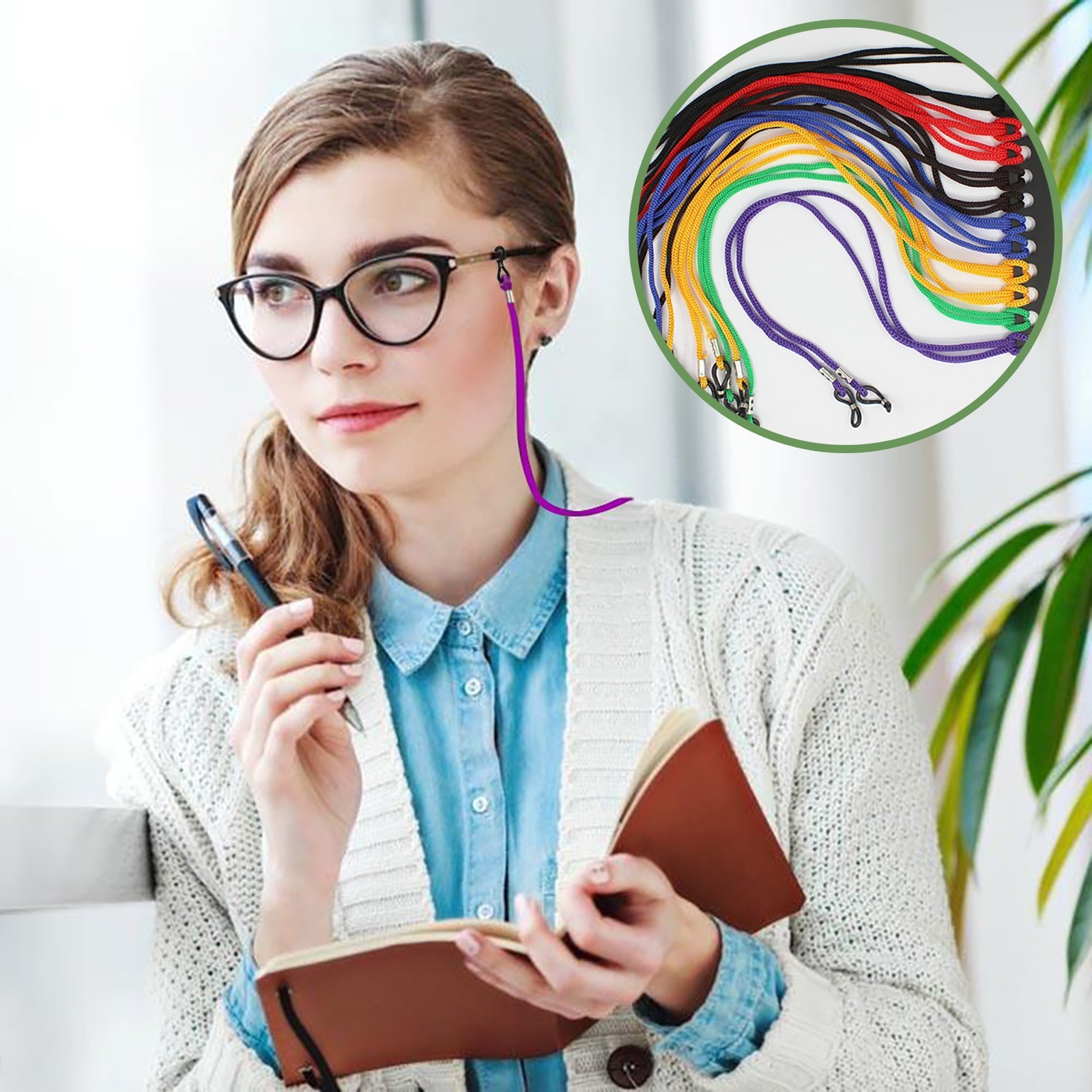 Glasses Strap 12 pcs,Eyeglasses Strap Holder,Eye Glasses String Holder, Glasses Neck Lanyard Cord,Strap Holders Glasses Straps Non Slip Eyewear Retainers Eyeglasses Chain Necklace,Colorful Black - Image 4