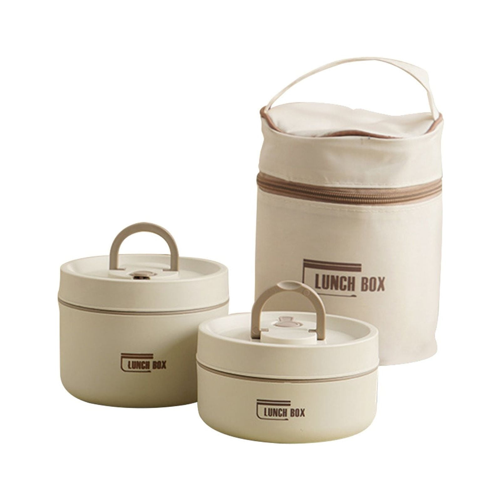 Home Portable Insulated Bento Lunch Box Set for Adult, 4Sizes Vacuum lunch box, to Keep Food Warm or Cool, Thermal Food Containers for Fruits and Sauces, Durable and Leak-Proof(Brown,4.5x4.5x3.6