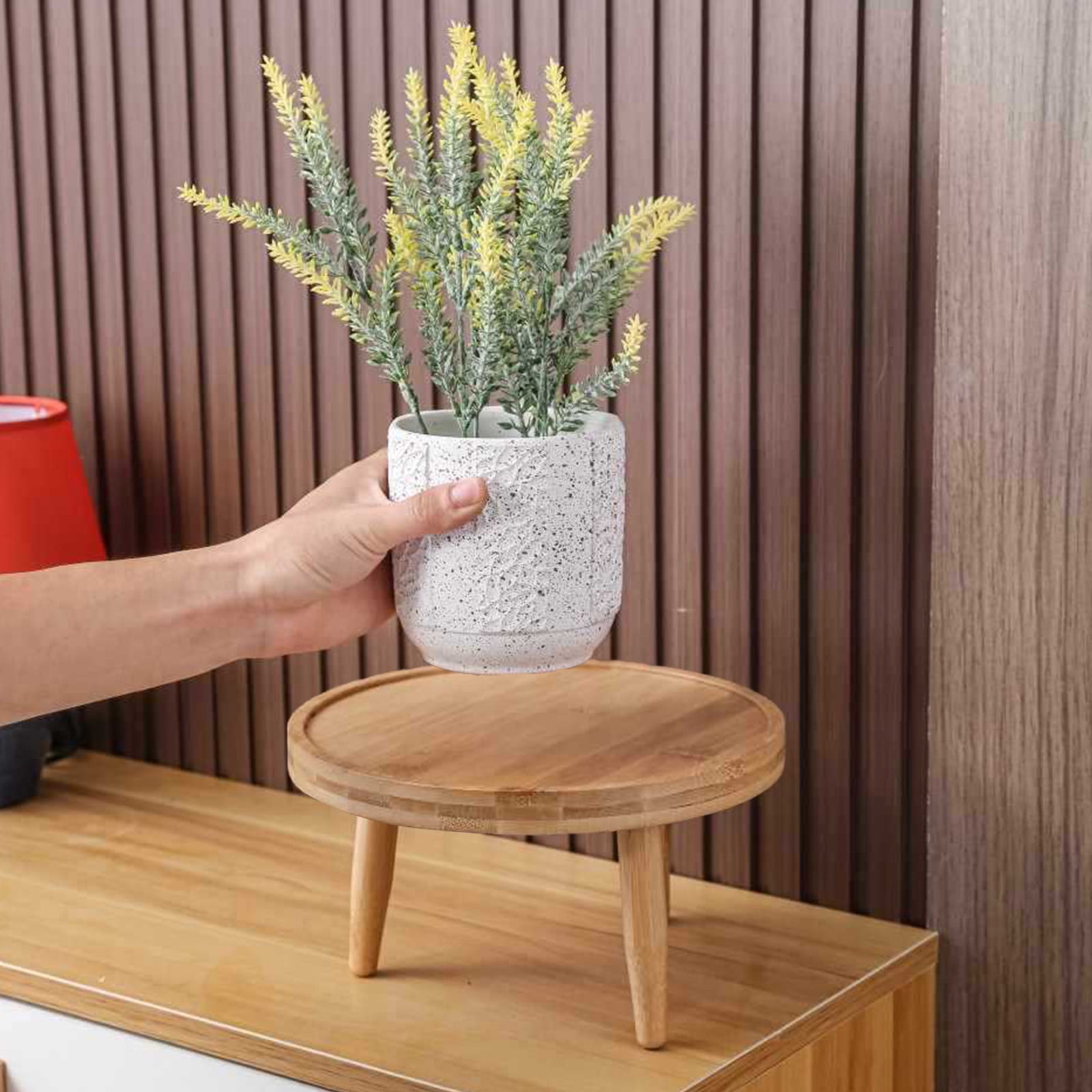 Wood Plant Stands Indoor,Mid-Century Modern Single Plant Stand for 3-12 Inch Pots,Tall Plant Stool for Large Plants,Perfect for Living Room,Balcony,and Office Beige - Image 3