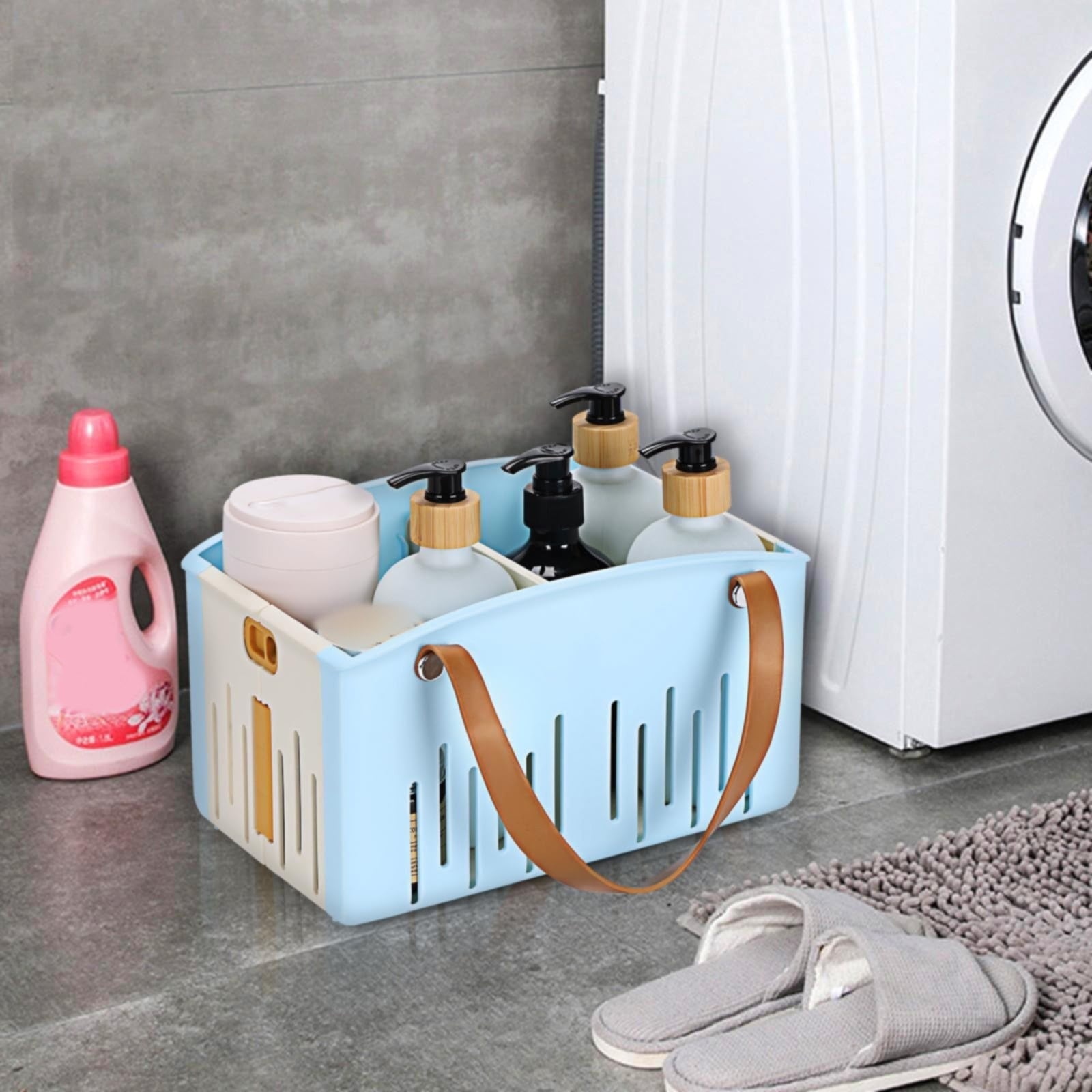 Cotton Woven Basket with PU Leather Handle, Clothes Toys Candy Gifts Cotton Rope Organizer, Living Room Basket Bathroom Shower Storage Laundry Basket, Dog Cat Bed, Fall Basket, 11.02x8.66x4.33 11.02