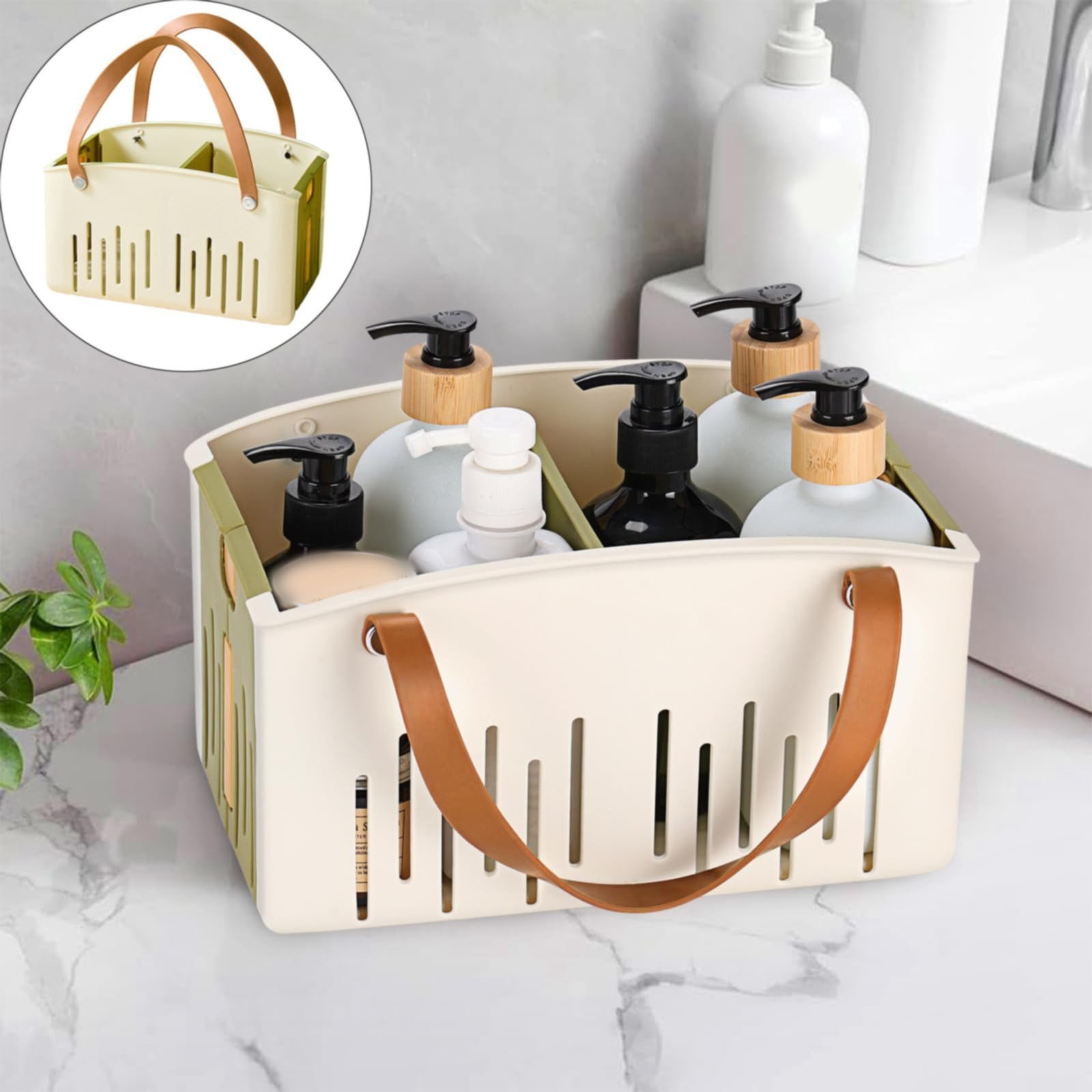 Cotton Woven Basket with PU Leather Handle, Clothes Toys Candy Gifts Cotton Rope Organizer, Living Room Basket Bathroom Shower Storage Laundry Basket, Dog Cat Bed, Fall Basket, 11.02x8.66x4.33 11.02
