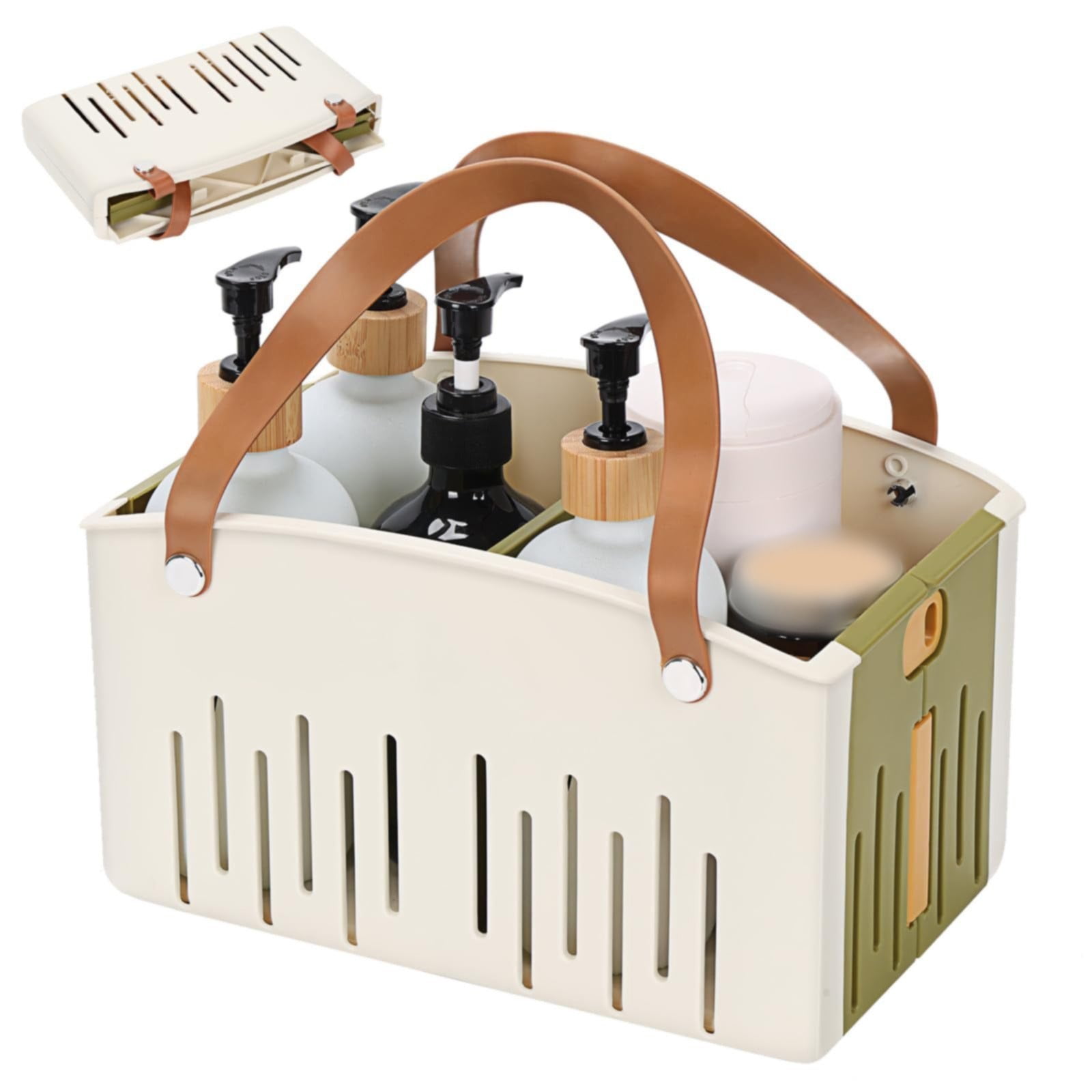 Cotton Woven Basket with PU Leather Handle, Clothes Toys Candy Gifts Cotton Rope Organizer, Living Room Basket Bathroom Shower Storage Laundry Basket, Dog Cat Bed, Fall Basket, 11.02x8.66x4.33 11.02