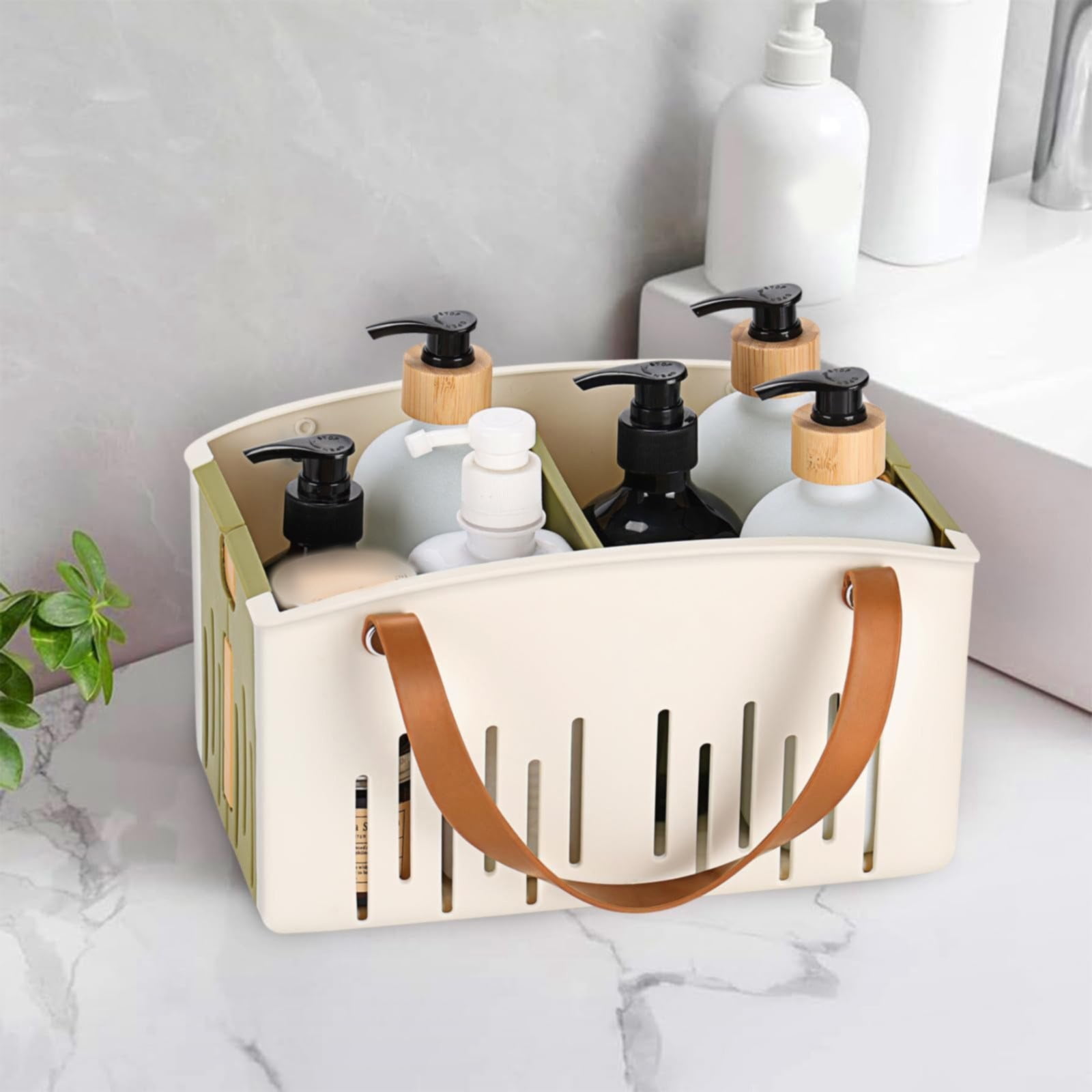 Cotton Woven Basket with PU Leather Handle, Clothes Toys Candy Gifts Cotton Rope Organizer, Living Room Basket Bathroom Shower Storage Laundry Basket, Dog Cat Bed, Fall Basket, 11.02x8.66x4.33 11.02