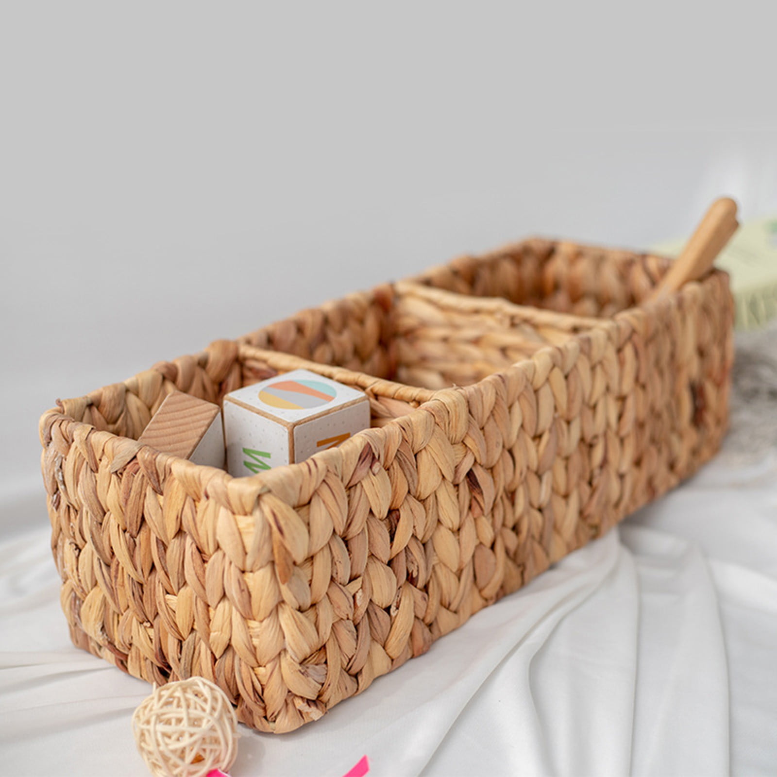 Cotton Woven Basket with PU Leather Handle, Clothes Toys Candy Gifts Cotton Rope Organizer, Living Room Basket Bathroom Shower Storage Laundry Basket, Dog Cat Bed, Fall Basket, 11.02x8.66x4.33 16.93