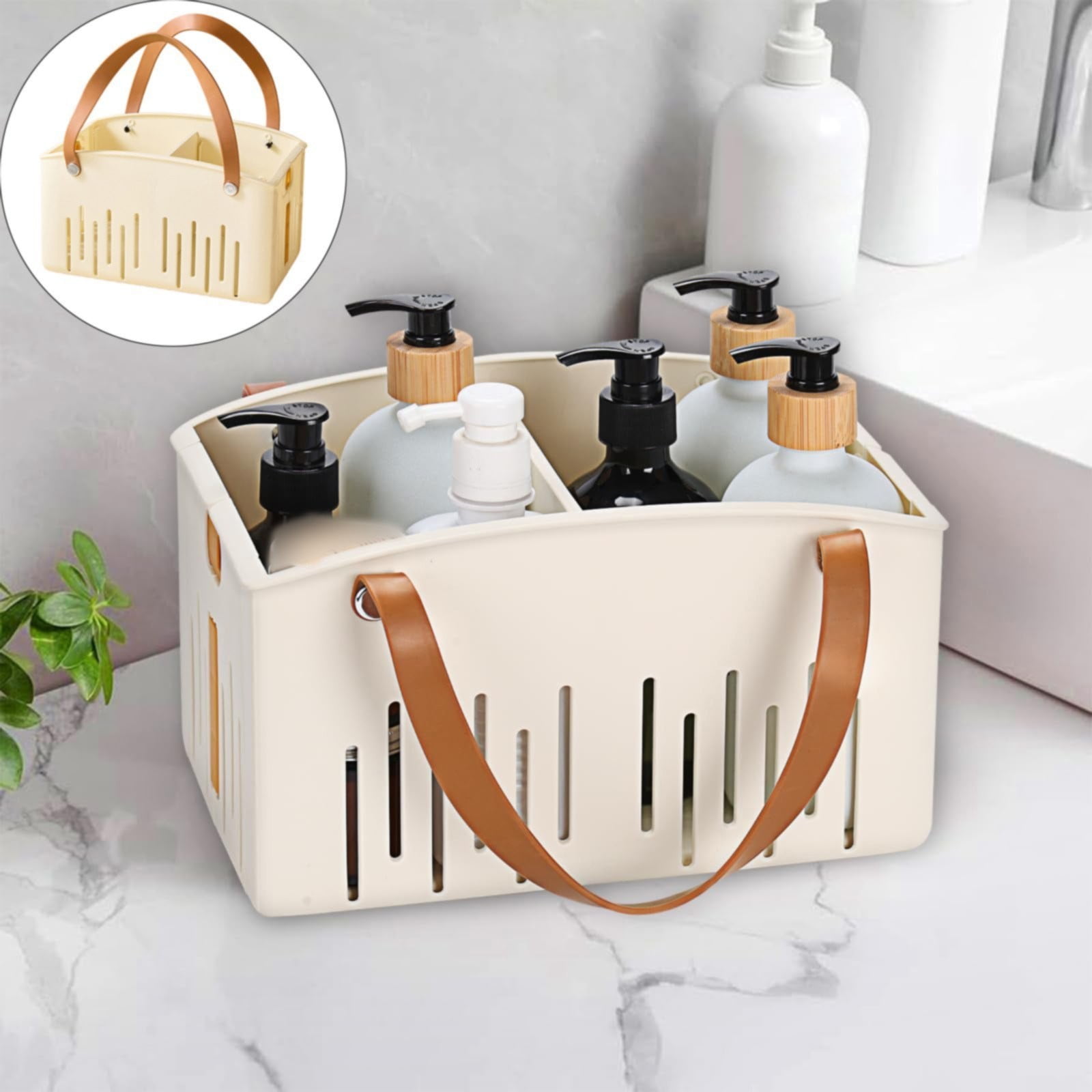 Cotton Woven Basket with PU Leather Handle, Clothes Toys Candy Gifts Cotton Rope Organizer, Living Room Basket Bathroom Shower Storage Laundry Basket, Dog Cat Bed, Fall Basket, 11.02x8.66x4.33 12.59