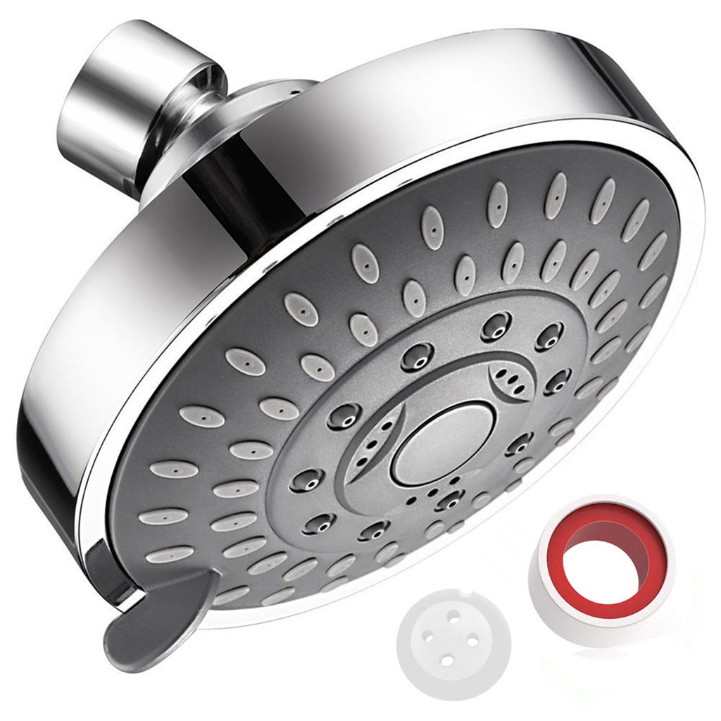 High Pressure Shower Head, Heavy Duty High Flow Pressure Rain, Fixed Showerhead 5-Setting with Bathroom Showerhead with Adjustable Brass Ball Joint, 1 Pcs, 4x3.25 4