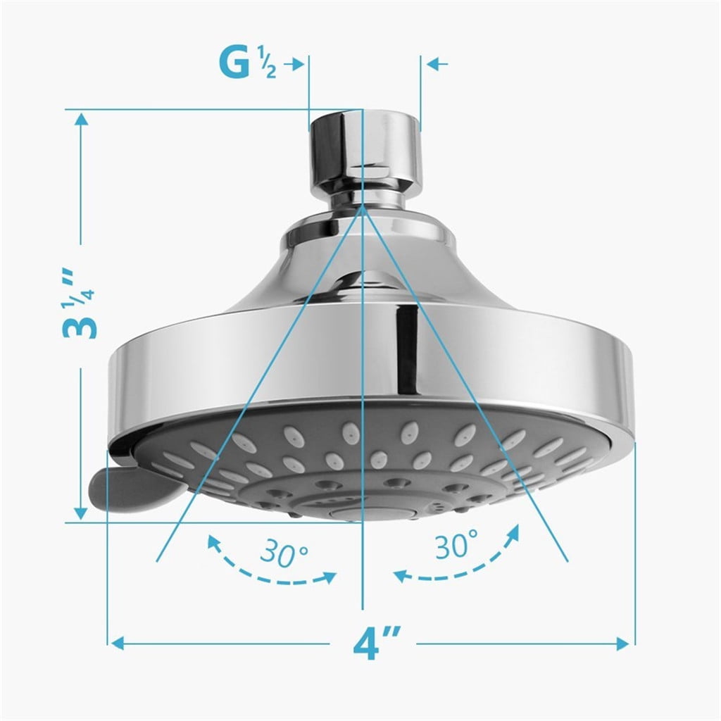High Pressure Shower Head, Heavy Duty High Flow Pressure Rain, Fixed Showerhead 5-Setting with Bathroom Showerhead with Adjustable Brass Ball Joint, 1 Pcs, 4x3.25 4