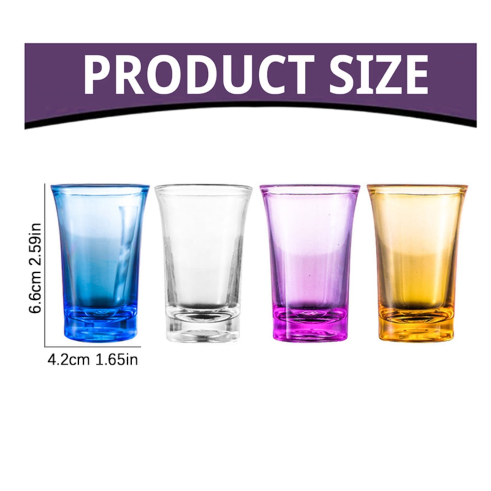 1 Pack Heavy Base Multicolor Shot Glasses Set, 1.2 oz Colorful Shot Bulk, Clear Shot Glass, Tequila Cups Small Glass, Shot Glasses for Whiskey, Tequila, Vodka, Spirits & Liquors(Blue,1.7x1.7x2.6