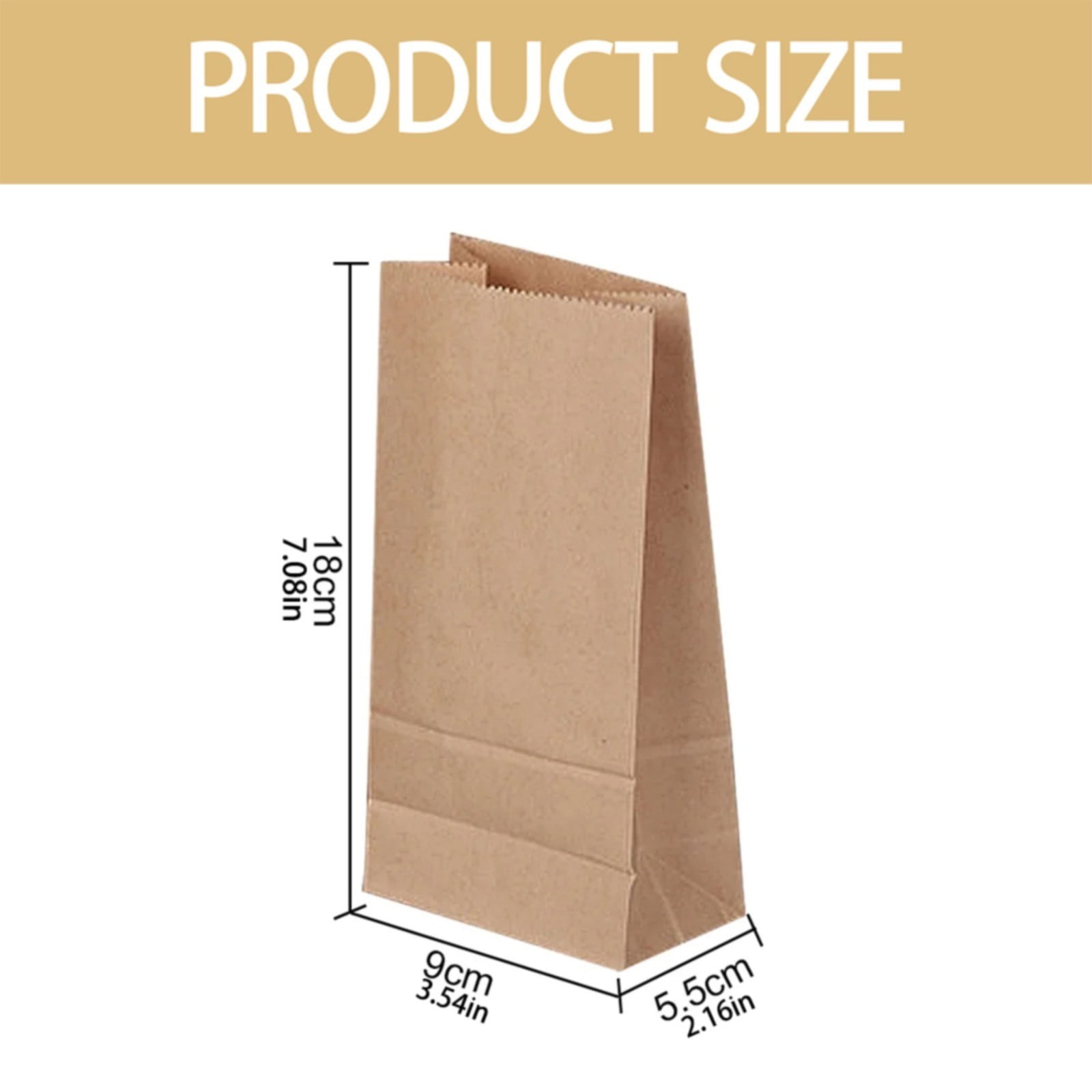 Paper Grocery Bags (50 Pcs Bulk) Heavy Duty Brown Paper Bag, Large Grocery Kraft Sacks, for Takeout, Restaurant, Retail, Shopping, 3.54x2.16x7.08 3.54