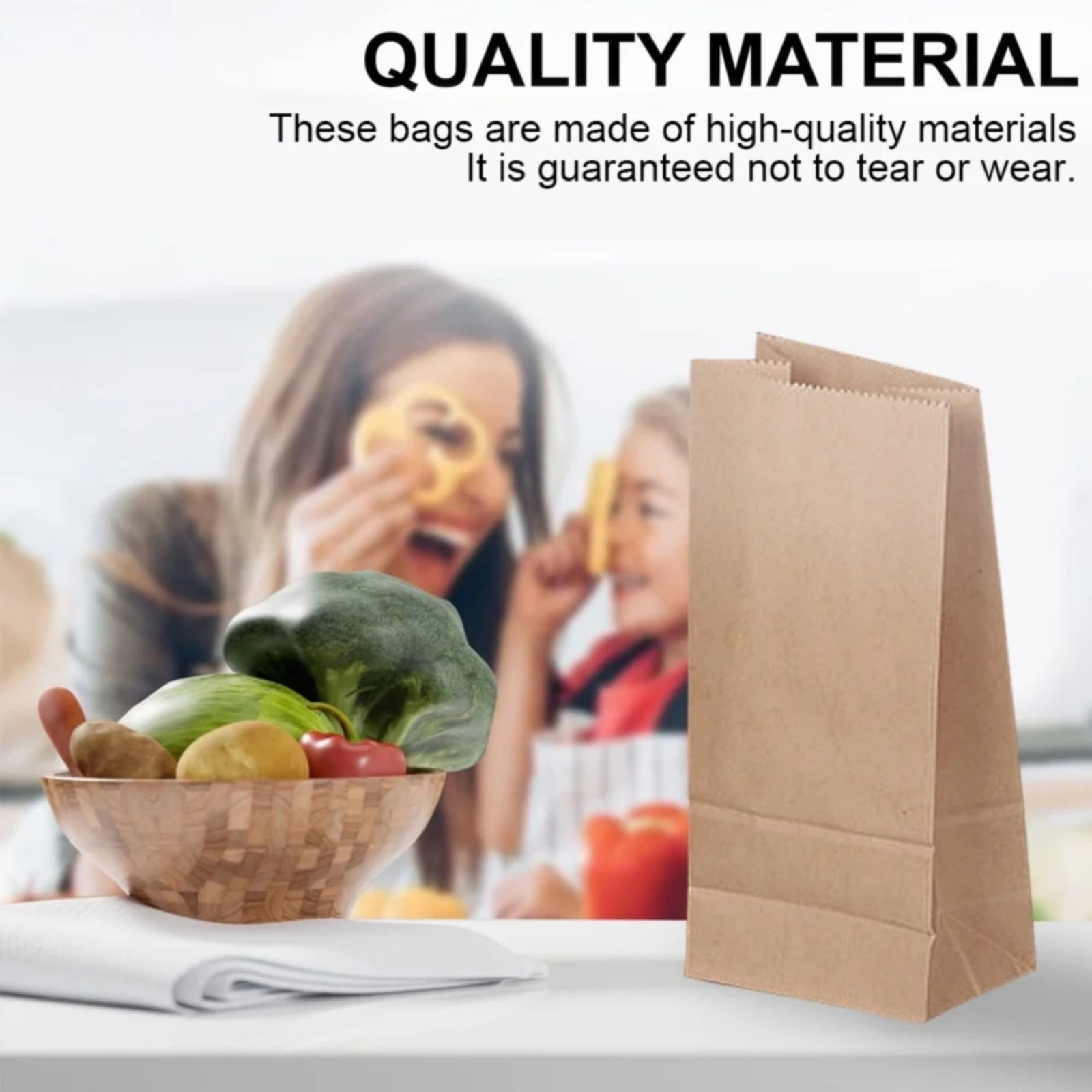 Paper Grocery Bags (50 Pcs Bulk) Heavy Duty Brown Paper Bag, Large Grocery Kraft Sacks, for Takeout, Restaurant, Retail, Shopping, 3.54x2.16x7.08 3.54