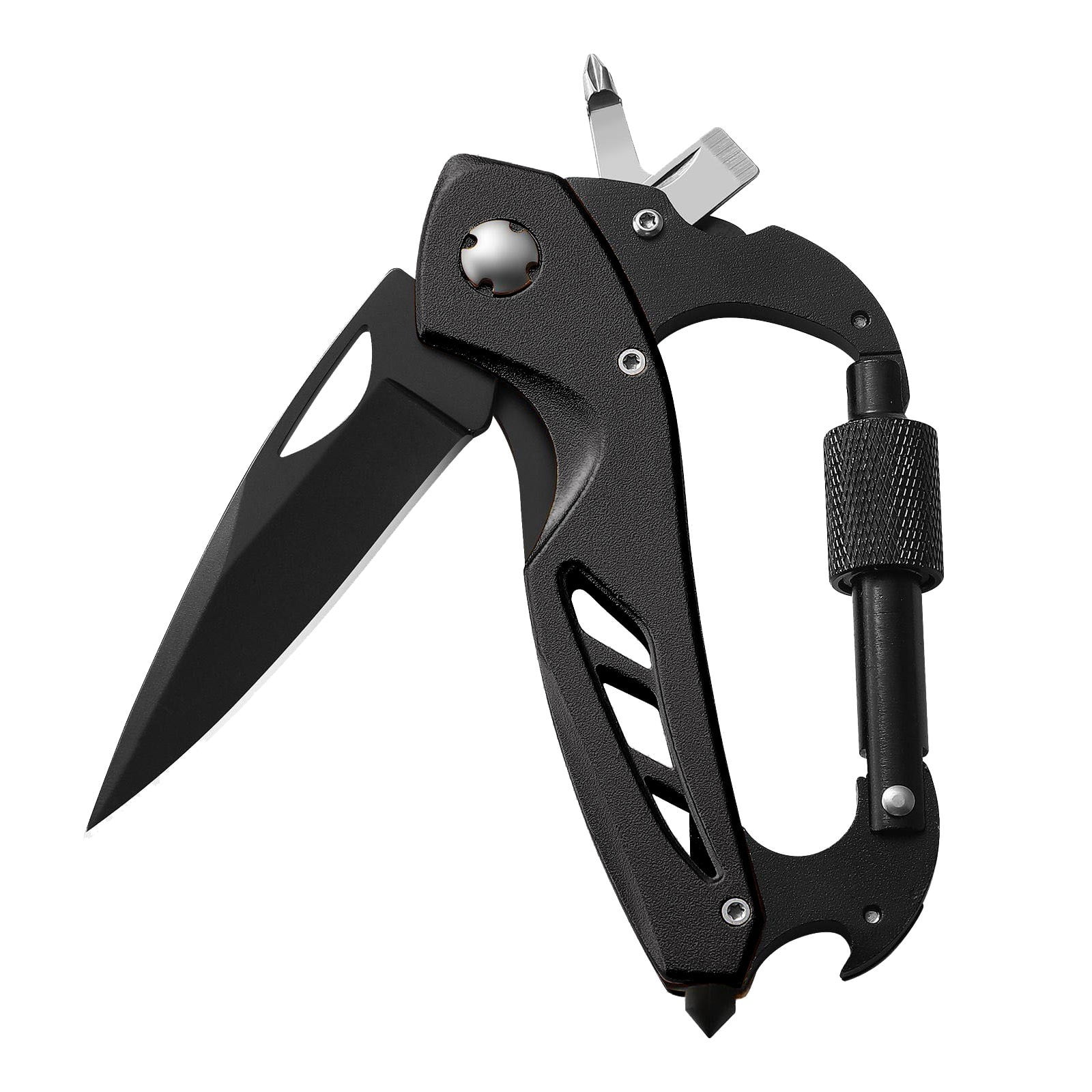 Portable 2-in-1 Multifunctional Folding Pocket Knife,All-in-One Outdoor Portable Multifunctional Red Folding Pocket Tool Multiple Functions Tool with Bottle Opener, Window Breaker Screwdriver,Red Black - Image 1