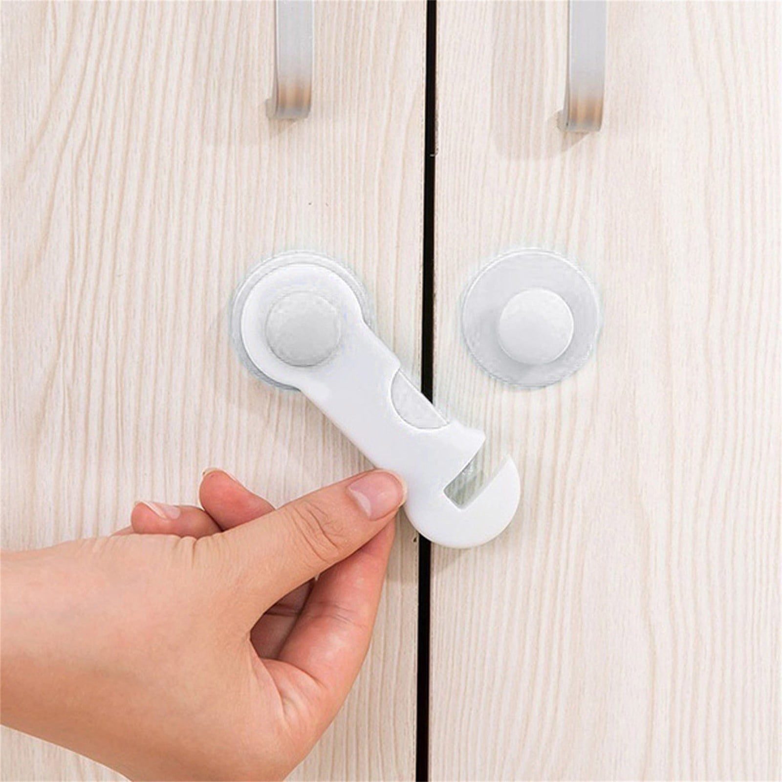 Cabinet Locks for Pet Safety, Plastic Latches with Adhesive for Drawer Cupboards Closet and Pantry Door, Fridge Lock for Protecting Dog and Cat, 2 Pcs, 3.74 Inches 3.74