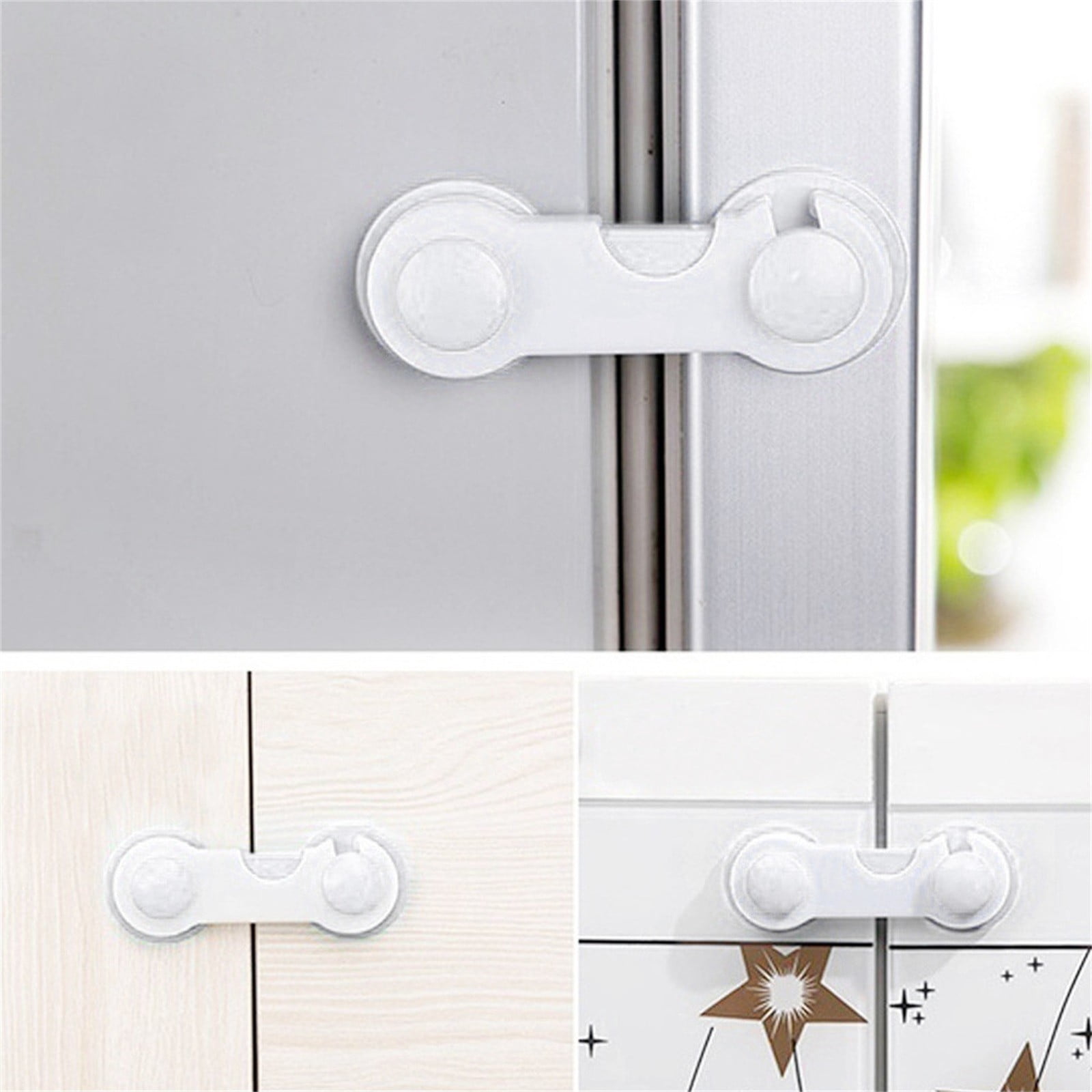 Cabinet Locks for Pet Safety, Plastic Latches with Adhesive for Drawer Cupboards Closet and Pantry Door, Fridge Lock for Protecting Dog and Cat, 2 Pcs, 3.74 Inches 3.74