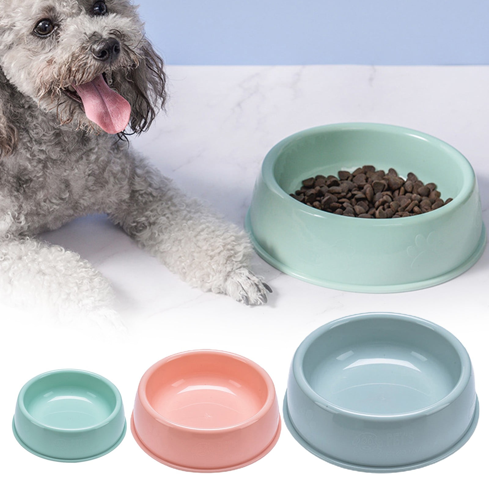 Plastic Dog Bowl,Non Slip Candy Color Plastic Pet Food Bowl,Shallow Cat Food Dish ,Reusable Pet Food And Water Bowl,Puppy Cat Animal Feeding Bowls ,Pet Food Container Storage Easy To Clean 8.27