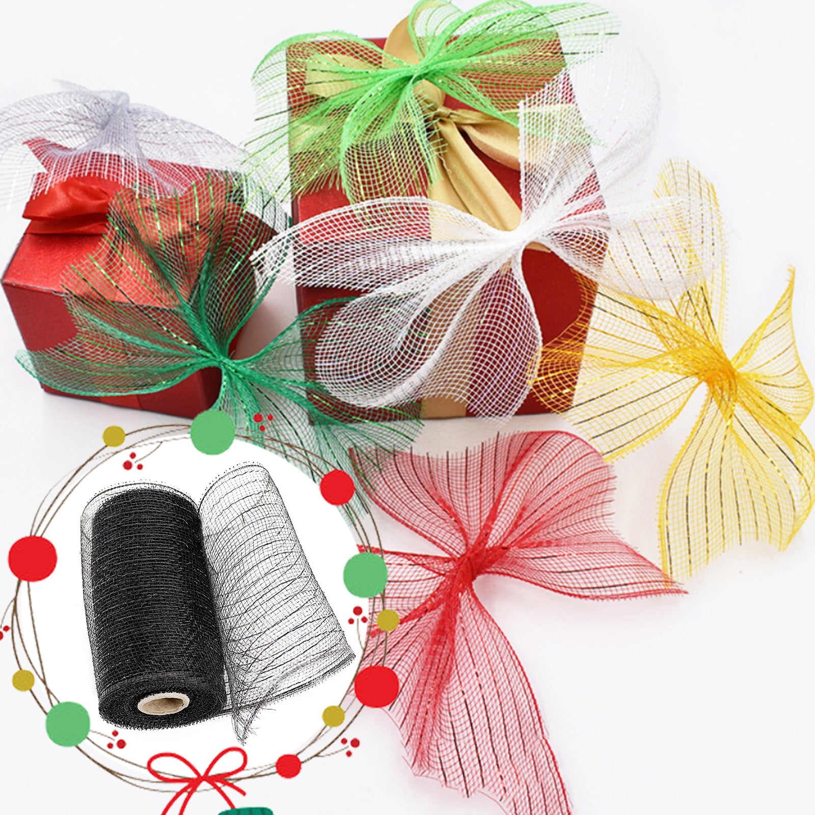 Poly Mesh Ribbon,6x338 Inch,Red Foil Mesh for Wreaths,Swags and Christmas Tree Decoration Ribbli Metallic Mesh Ribbon, Red Foil Mesh for Wreaths, Swags and Christmas Tree Decoration(Z1-Purple) Black - Image 2