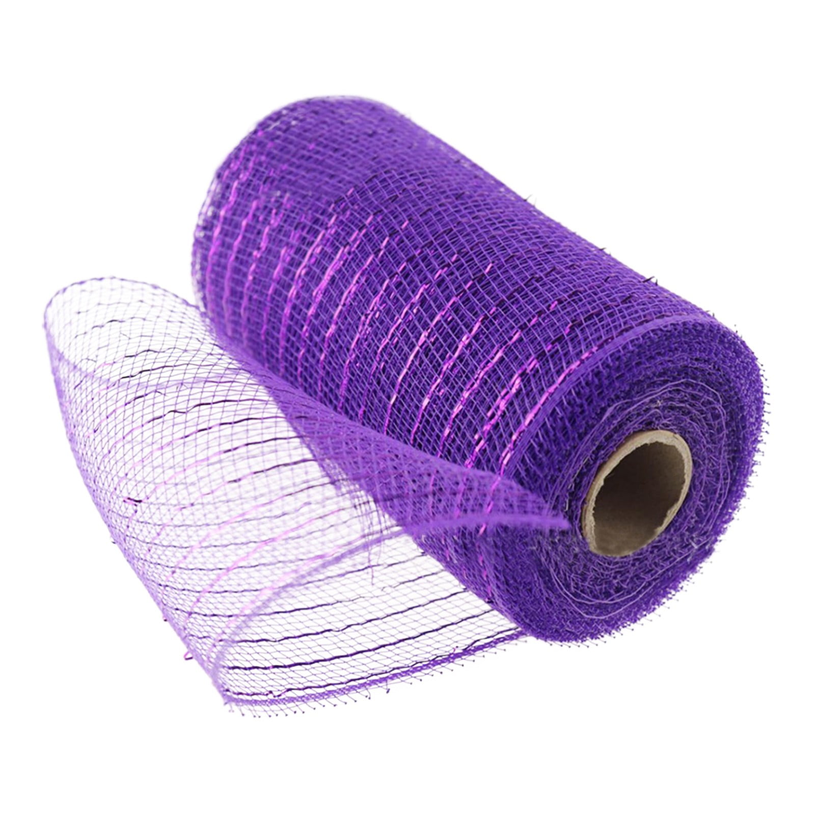 Poly Mesh Ribbon,6x338 Inch,Red Foil Mesh for Wreaths,Swags and Christmas Tree Decoration Ribbli Metallic Mesh Ribbon, Red Foil Mesh for Wreaths, Swags and Christmas Tree Decoration(Z1-Purple) Purple - Image 1