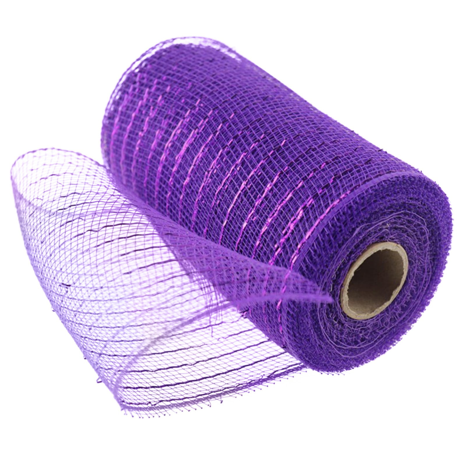 Poly Mesh Ribbon,6x338 Inch,Red Foil Mesh for Wreaths,Swags and Christmas Tree Decoration Ribbli Metallic Mesh Ribbon, Red Foil Mesh for Wreaths, Swags and Christmas Tree Decoration(Z1-Purple) Z1-Purple - Image 1