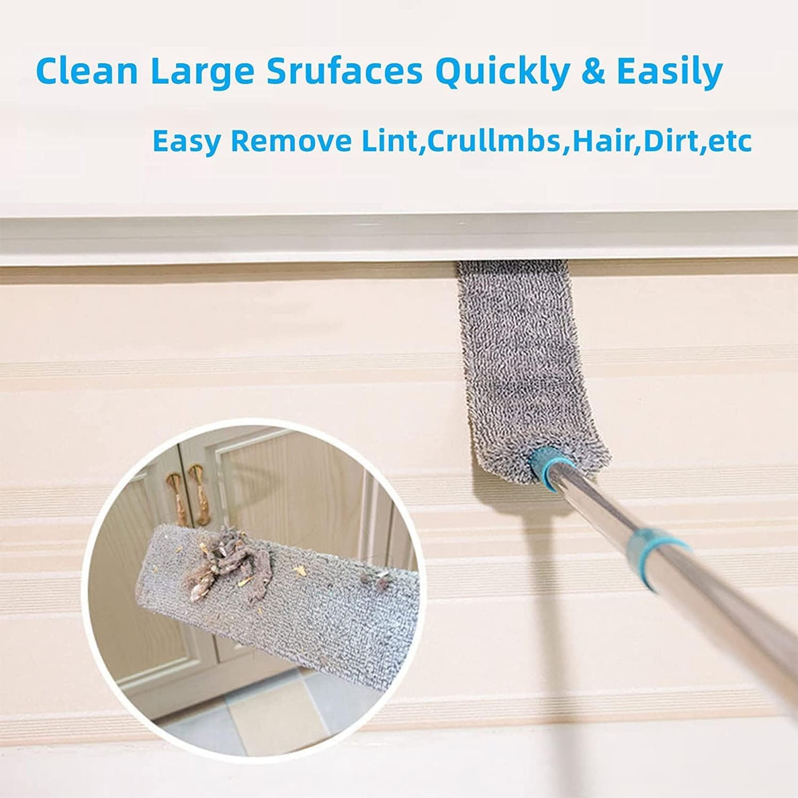 Retractable Gap Dust Cleaner Cleaning Tools with Extension Pole,Long Handle 48.5 inches Washable and Retractable Duster Brush for Cleaning Under Appliances Furniture Couch Fridge(Z1-Grey) Z1-Grey - Image 7