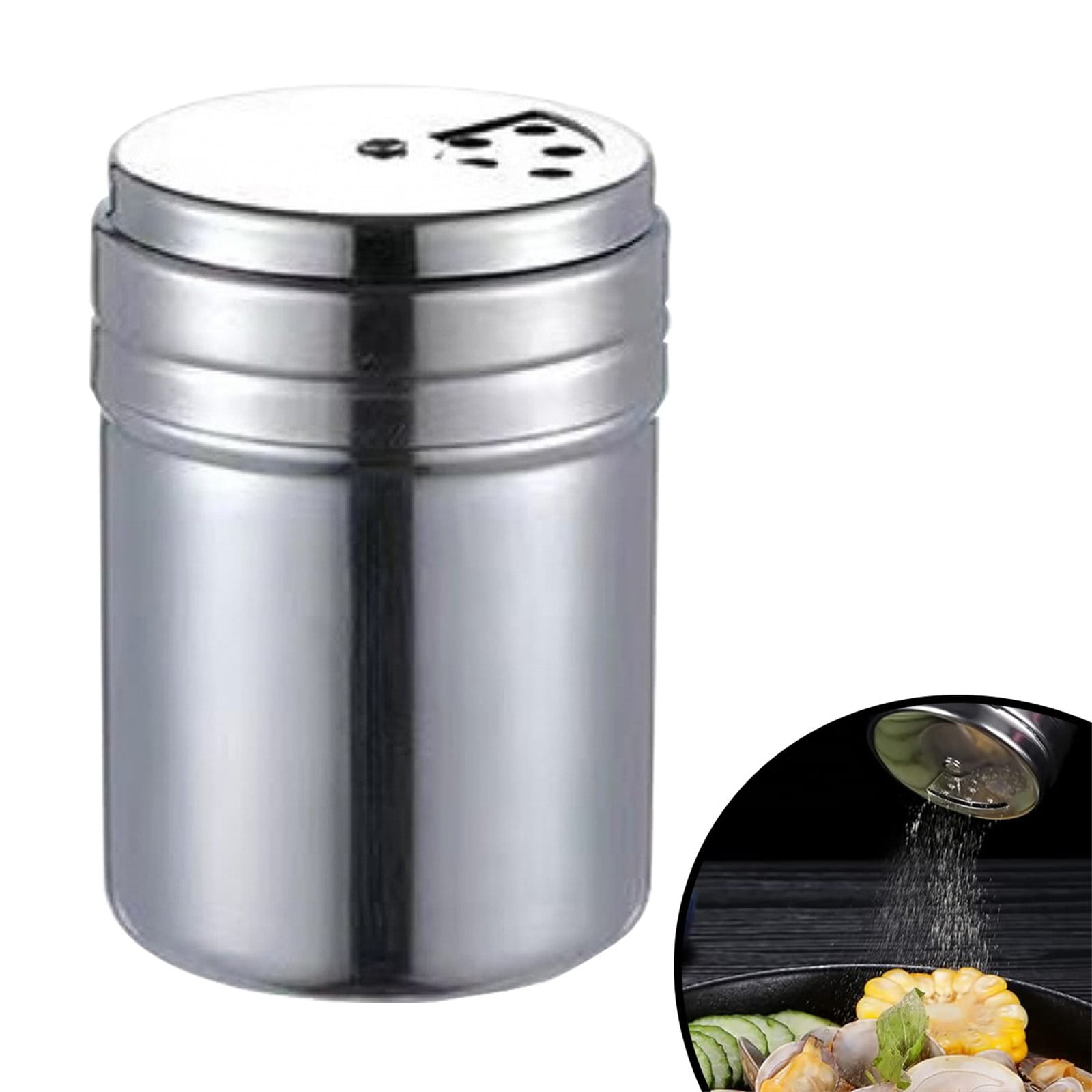 Stainless Steel Spice Shakers, Heavy Duty Salt Sugar Spice Pepper Shaker, Seasoning Cans For Kitchen Cooking and Outdoor Barbecue, 1 Pcs, 3.14x2.28 3.14