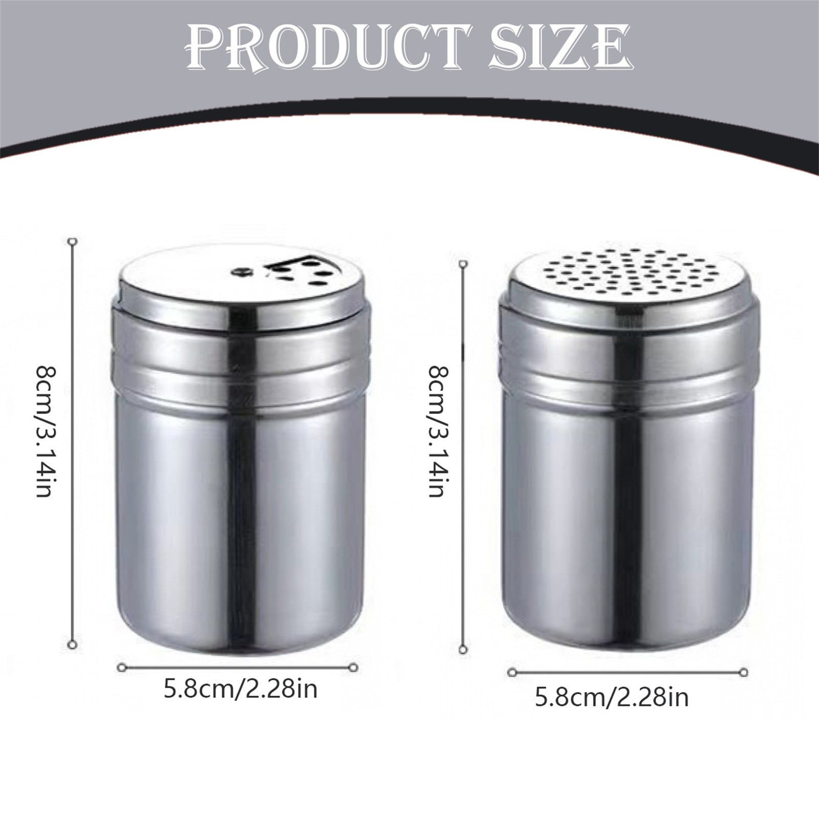 Stainless Steel Spice Shakers, Heavy Duty Salt Sugar Spice Pepper Shaker, Seasoning Cans For Kitchen Cooking and Outdoor Barbecue, 1 Pcs, 3.14x2.28 3.14
