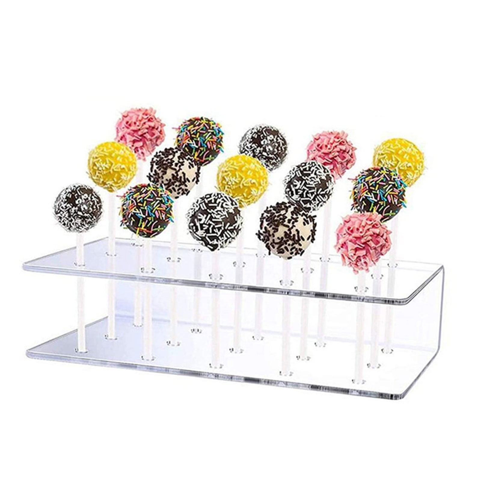 Cake Pop Stand 15 Holes Lollipop Display Stand, Acrylic Clear Cake Pop Holder Lollipop Display for Dessert Table Weddings Birthday Party Halloween Candy Decorative, 6.2x3.5x1.5 6.2