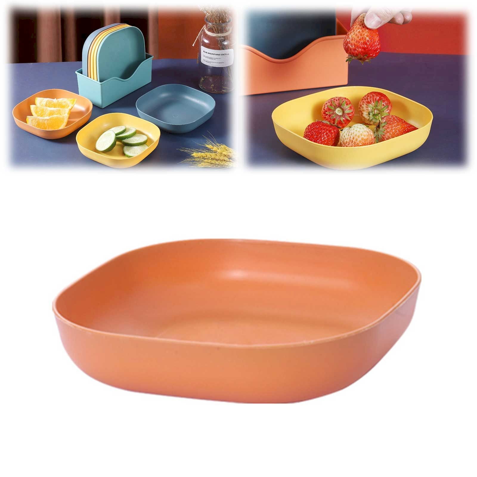 1Pc Square Cereal Bowls,Plastic Small Bowls For Kitchen,Reusable Lightweight Dinner Plate,Plastic Square Bowl,6 Inch Shallow Serving Bowls For Soup Salad Oatmeal Snack Dessert Ice Cream 5.51