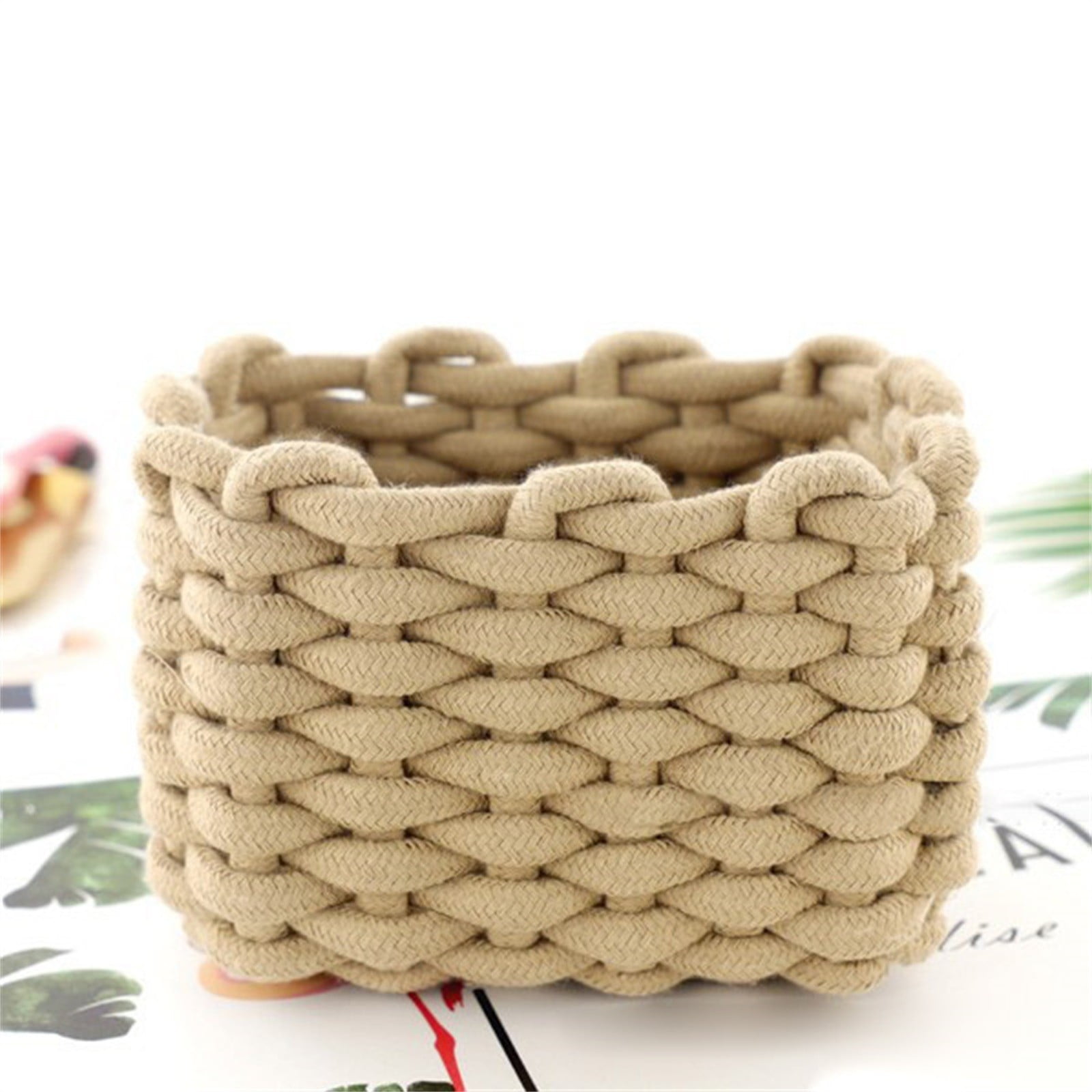3 pcs Small Cat Ears Toy Organizer, Woven Cotton Rope Basket, Decorative Nursery Bins & Boxes Gift Basket Empty for Pet Toy Storage, 1 Pcs, 7.8x3.93 8.66