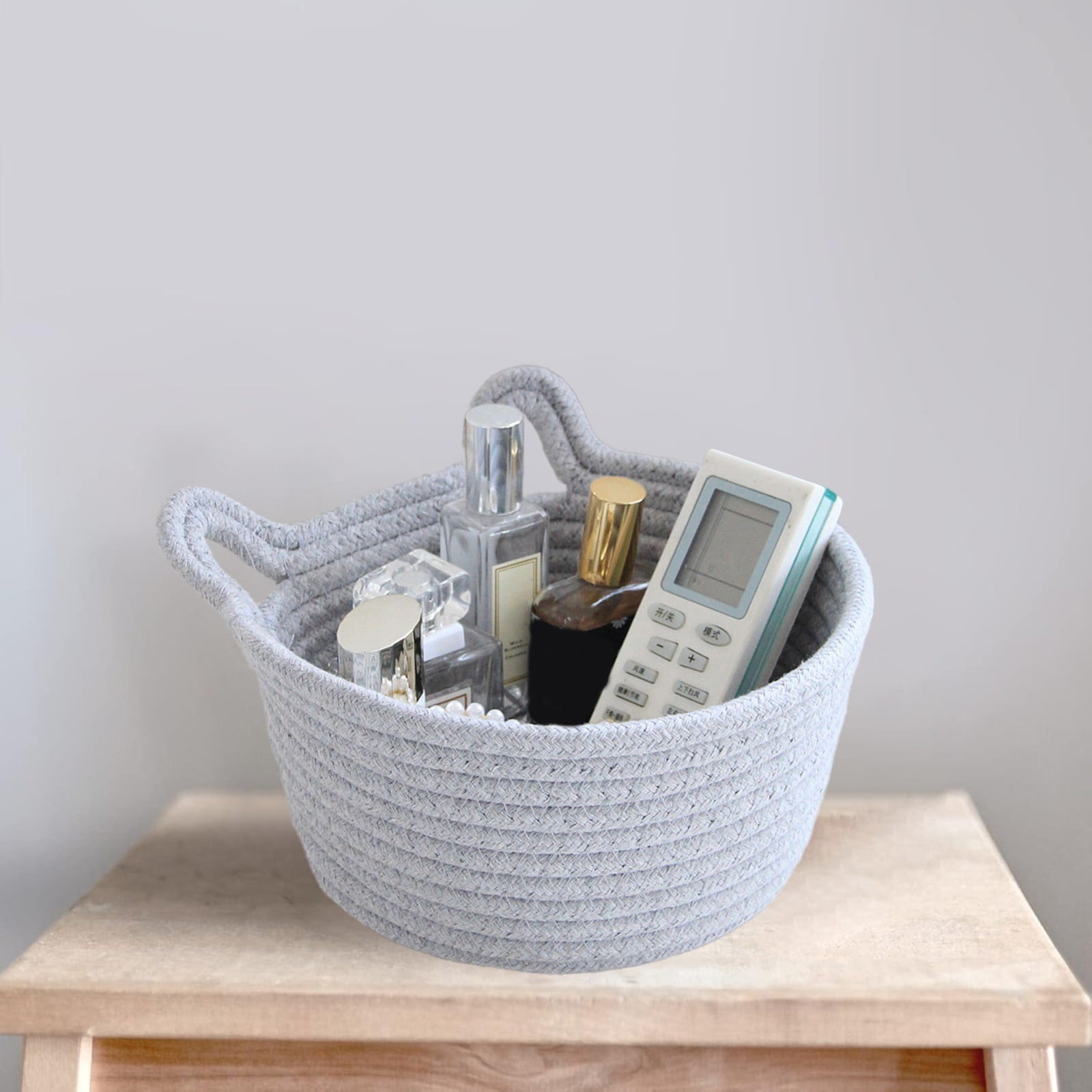Small Cat Ears Toy Organizer, Woven Cotton Rope Basket, Decorative Nursery Bins & Boxes Gift Basket Empty for Pet Toy Storage, 1 Pcs, 7.8x3.93 7.8