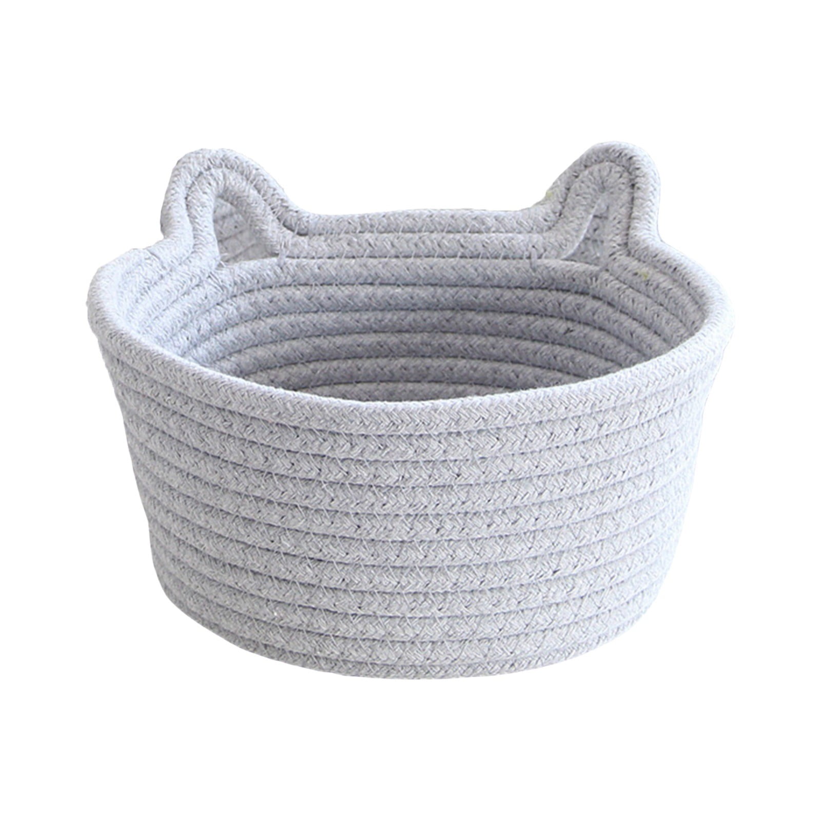 Small Cat Ears Toy Organizer, Woven Cotton Rope Basket, Decorative Nursery Bins & Boxes Gift Basket Empty for Pet Toy Storage, 1 Pcs, 7.8x3.93 7.8