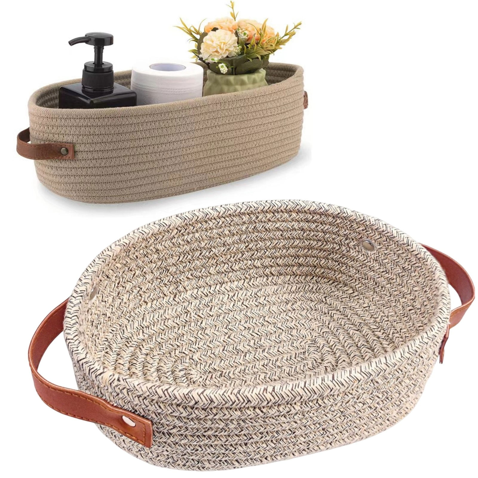 Small Cat Ears Toy Organizer, Woven Cotton Rope Basket, Decorative Nursery Bins & Boxes Gift Basket Empty for Pet Toy Storage, 1 Pcs, 7.8x3.93 13