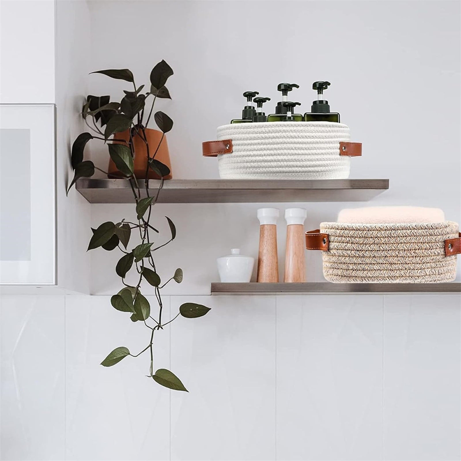 Small Cat Ears Toy Organizer, Woven Cotton Rope Basket, Decorative Nursery Bins & Boxes Gift Basket Empty for Pet Toy Storage, 1 Pcs, 7.8x3.93 13