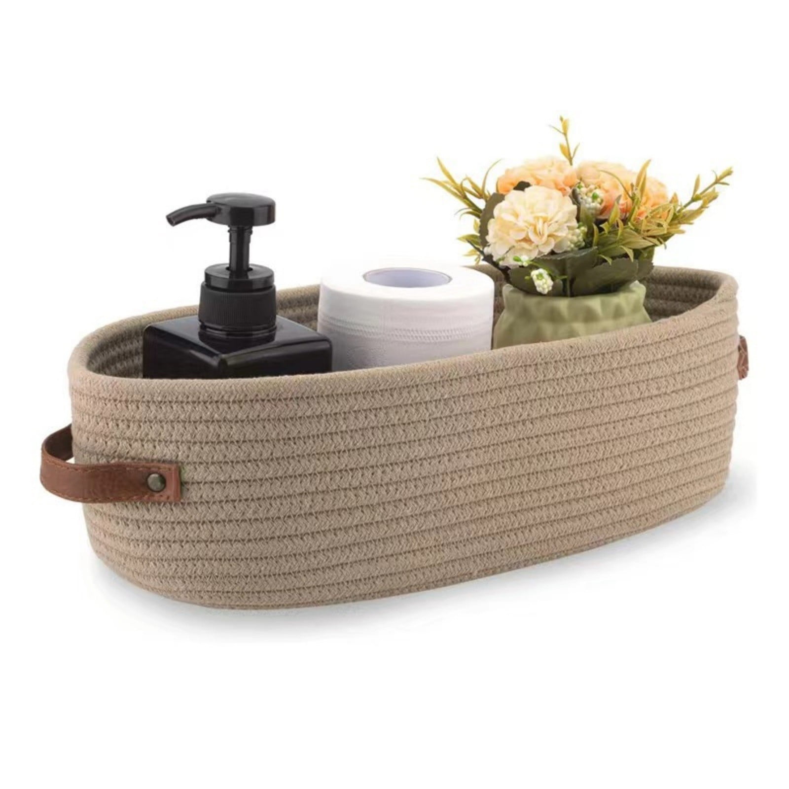Small Cat Ears Toy Organizer, Woven Cotton Rope Basket, Decorative Nursery Bins & Boxes Gift Basket Empty for Pet Toy Storage, 1 Pcs, 7.8x3.93 13