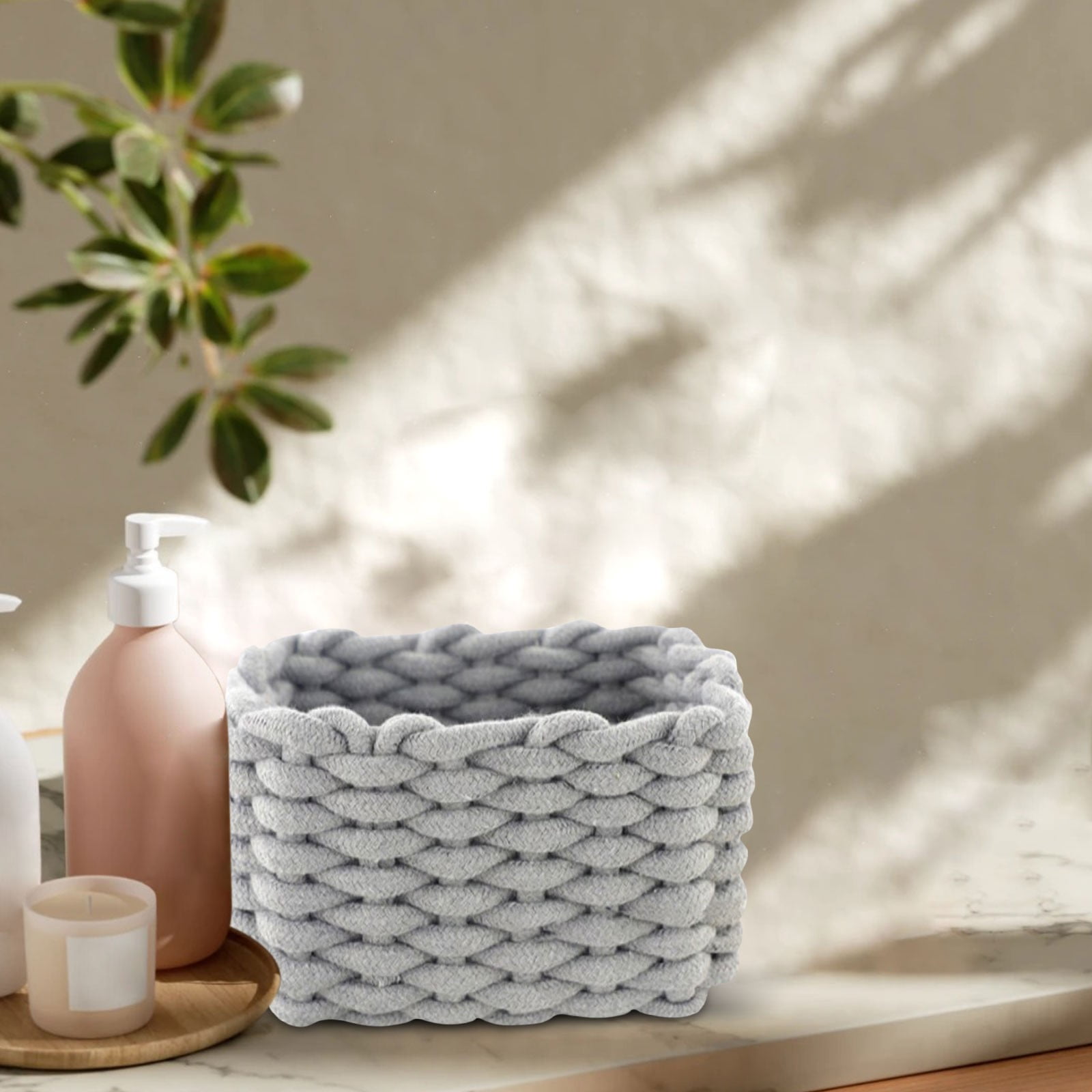 Small Cat Ears Toy Organizer, Woven Cotton Rope Basket, Decorative Nursery Bins & Boxes Gift Basket Empty for Pet Toy Storage, 1 Pcs, 7.8x3.93 8.66