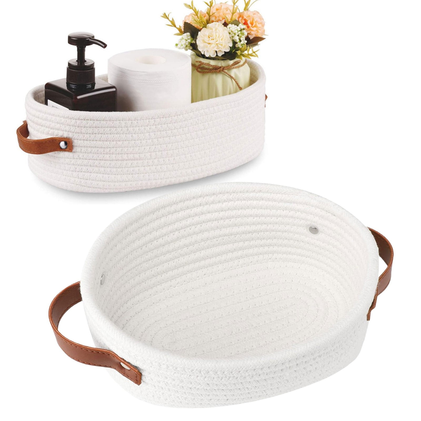 Small Cat Ears Toy Organizer, Woven Cotton Rope Basket, Decorative Nursery Bins & Boxes Gift Basket Empty for Pet Toy Storage, 1 Pcs, 7.8x3.93 12.59
